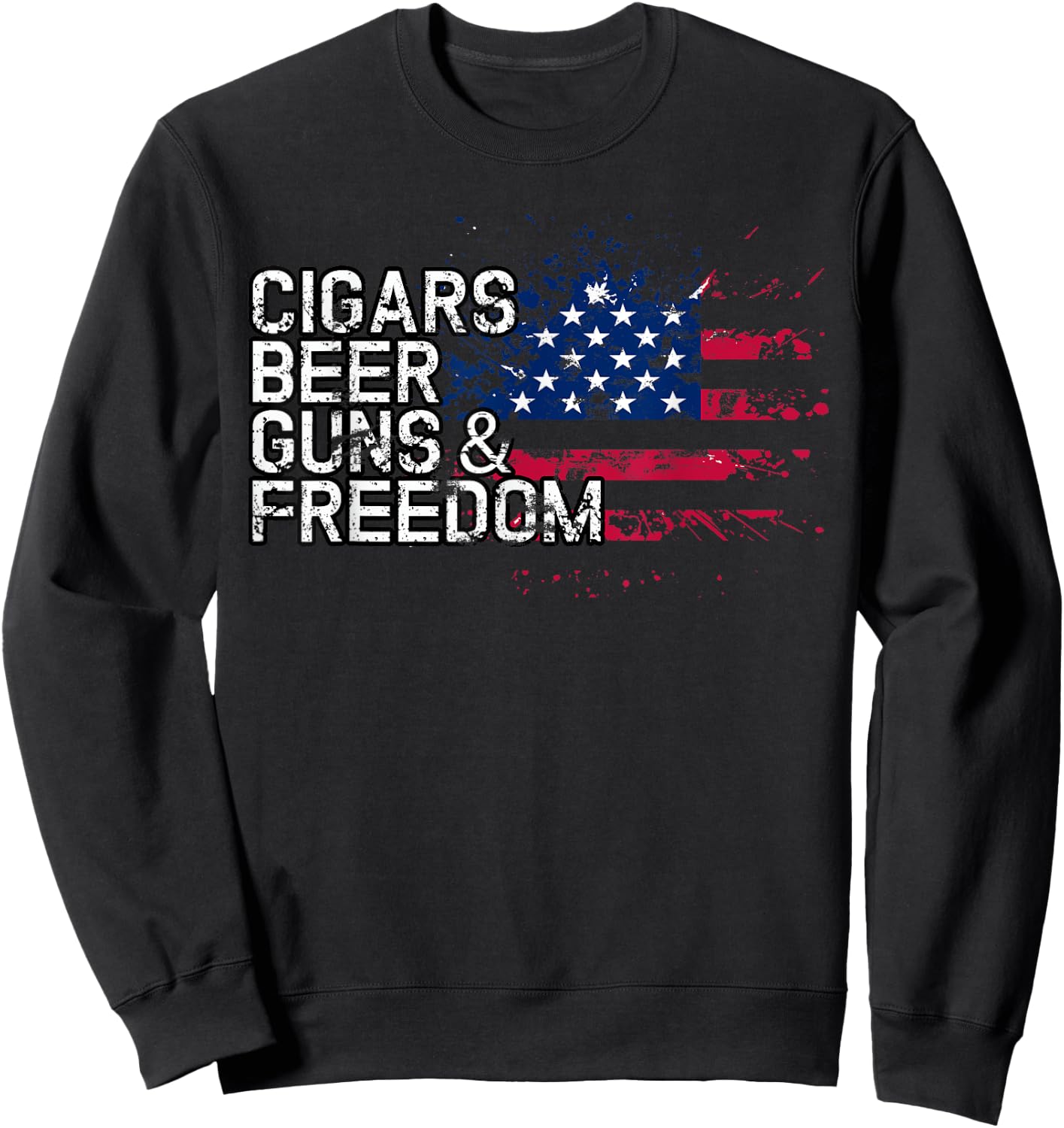 Cigars Beer Guns & Freedom Beers Bar Sweatshirt - Sweatshirt | Black