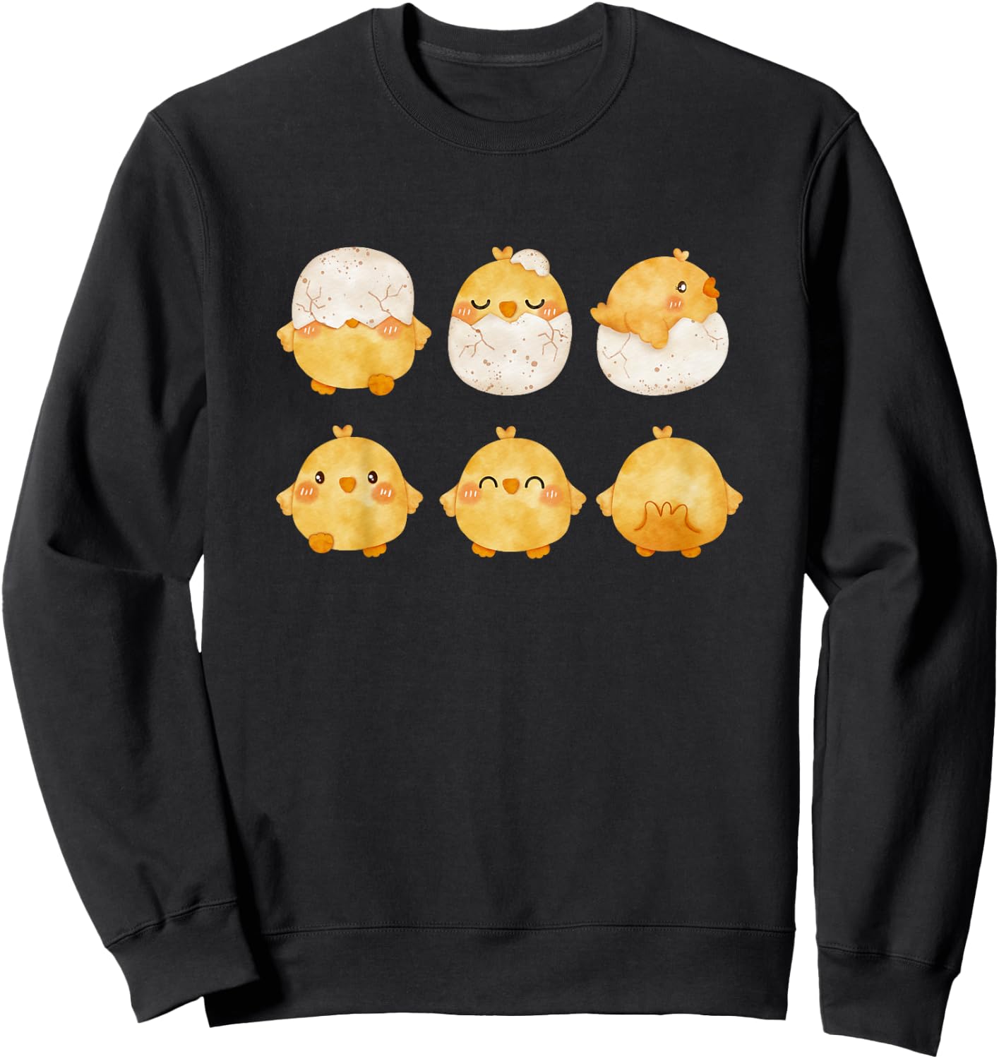 Baby Chicks Hatching from Eggs| Cute Little Chickens Drawing Sweatshirt - Sweatshirt | Black