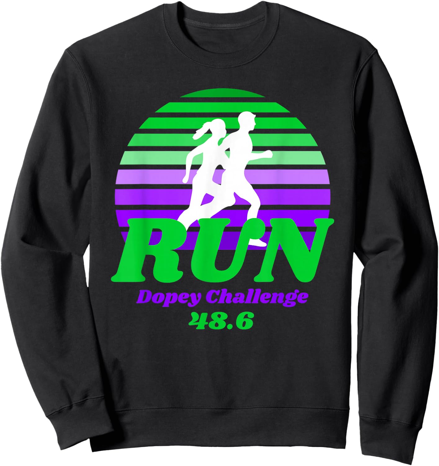 Run Dopey Challenge Sunset Marathon Runner Graphic Sweatshirt - Sweatshirt | Black