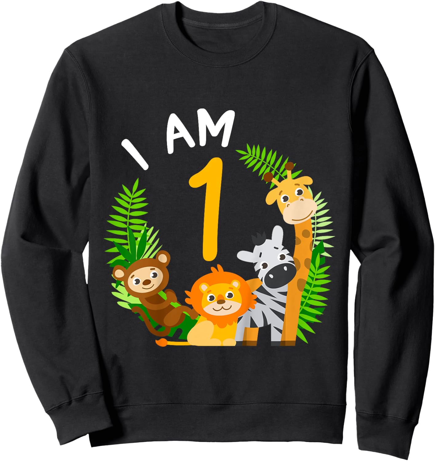 1st Birthday Children's Birthday First Birthday Jungle Sweatshirt - Sweatshirt | Black