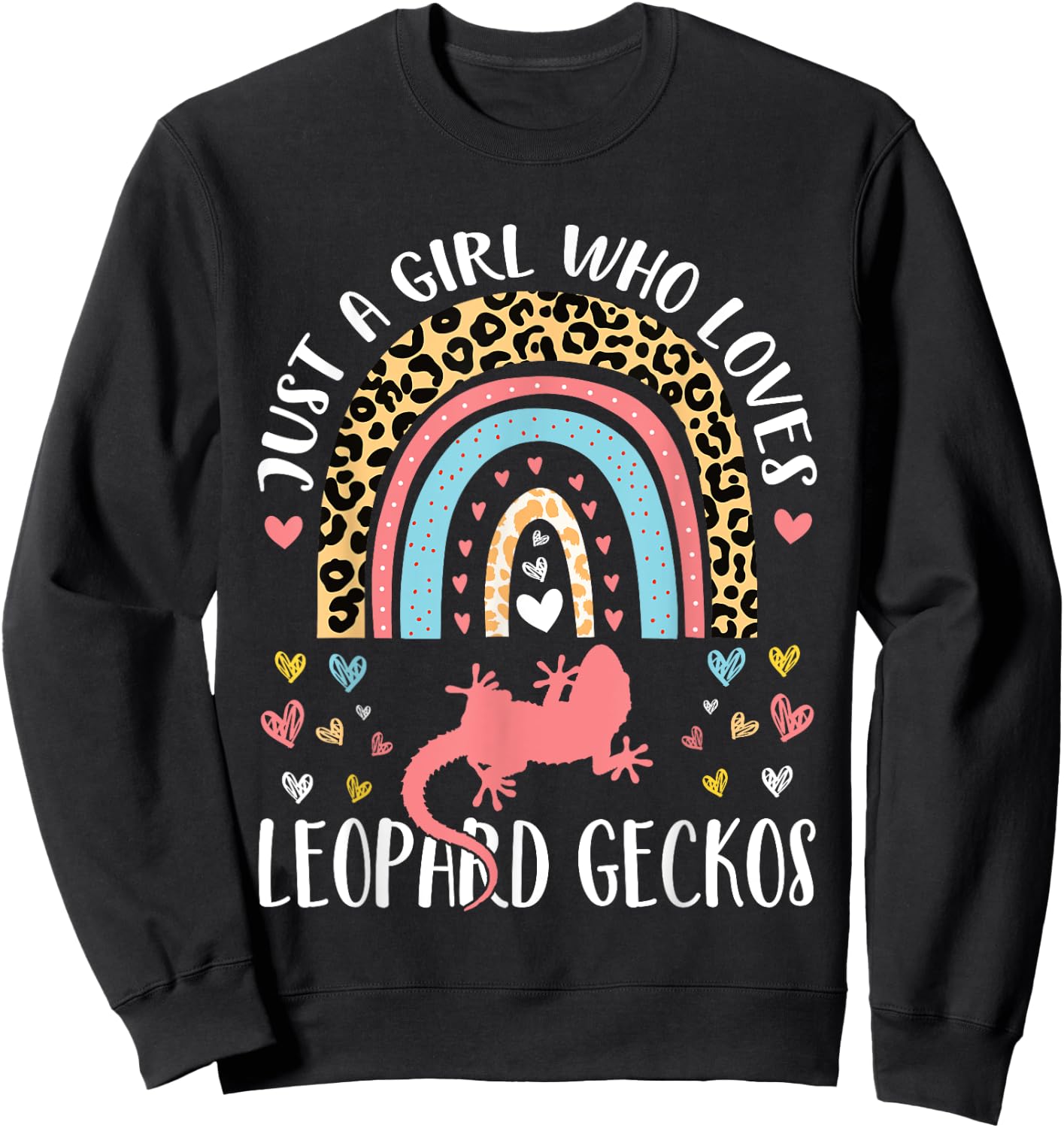 I'm Just A Girl Who Loves Leopard Geckos Lovers Heart Funny Sweatshirt - Sweatshirt | Black