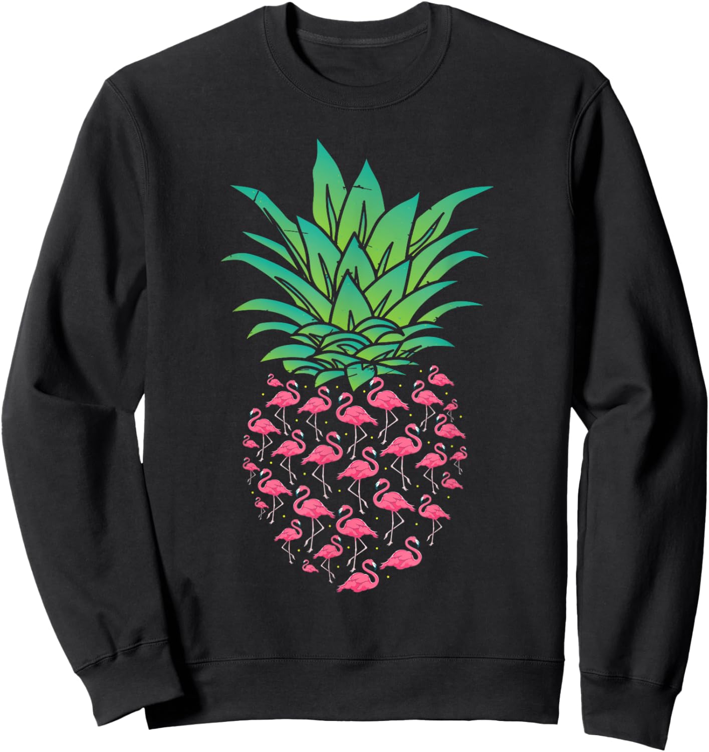 Animal Flamingo Lover Exotic Bird Pineapple Flamingo Sweatshirt - Sweatshirt | Black