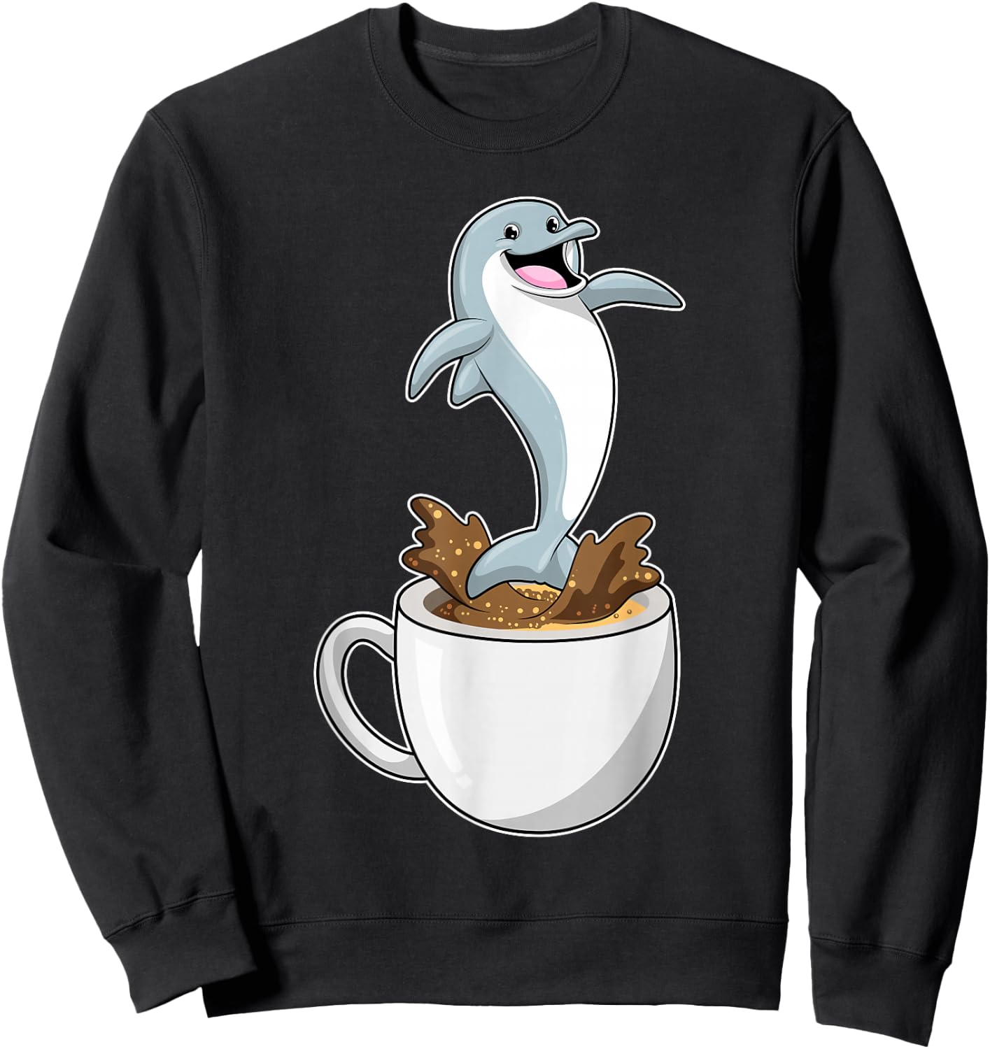 Dolphin Coffee Mug Sweatshirt - Sweatshirt | Black
