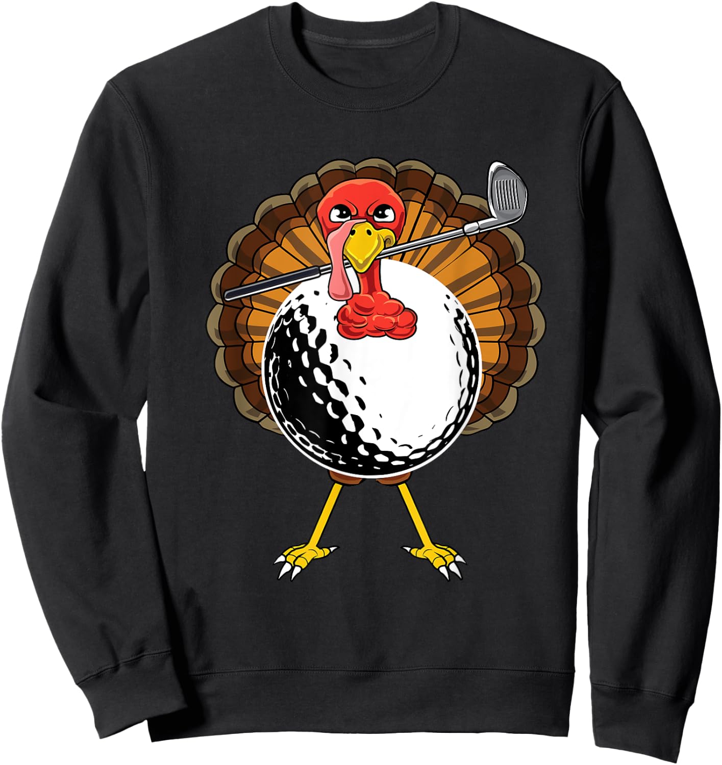 Funny Golfing Thanksgiving Golf Lover Turkey Day Golfer Sweatshirt - Sweatshirt | Black