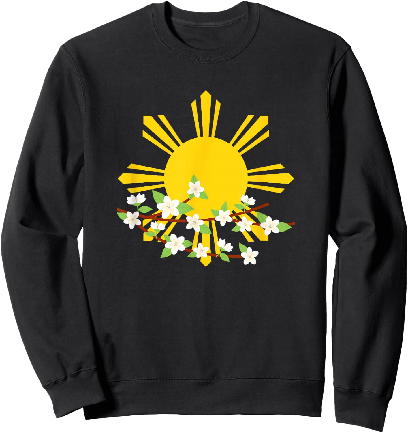 Philippines Sun and Sampaguita Flower | Pinoy Pinay Pride Sweatshirt - Sweatshirt | Black