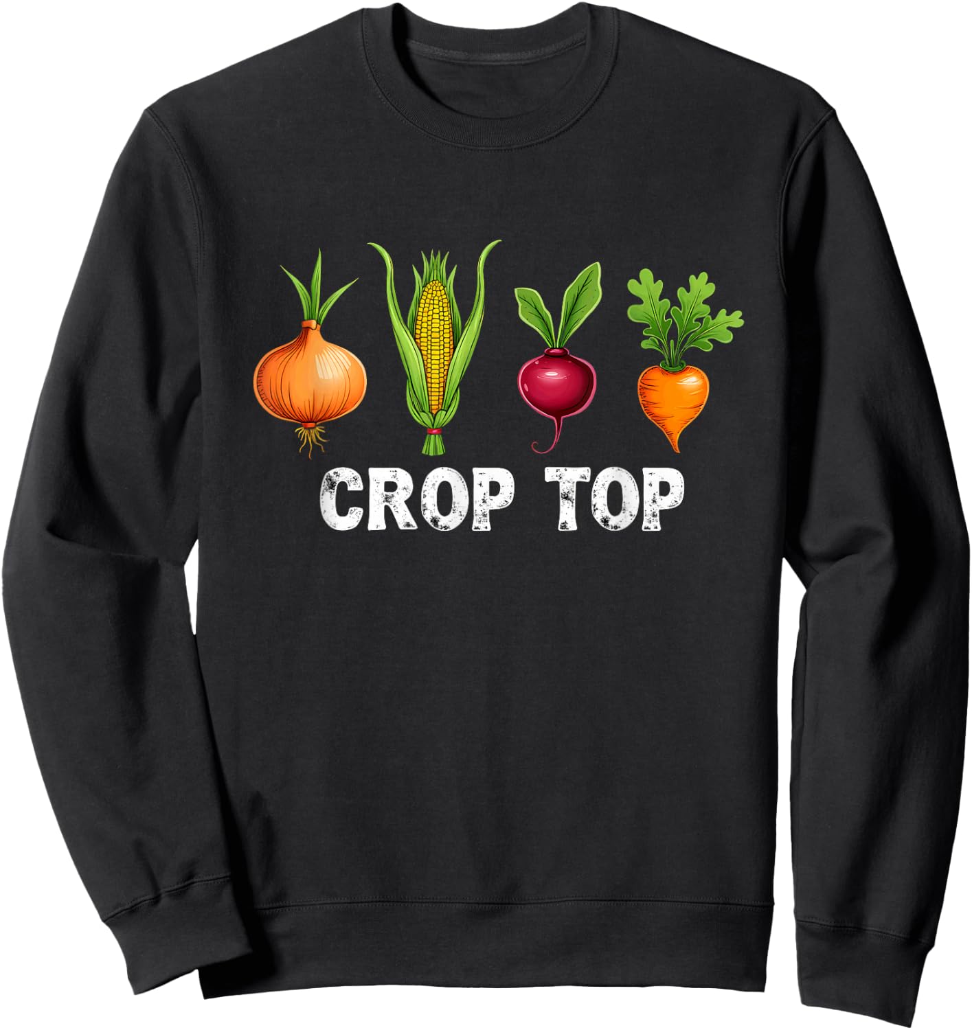 Farming Vegetable Crop Top Sweatshirt - Sweatshirt | Black