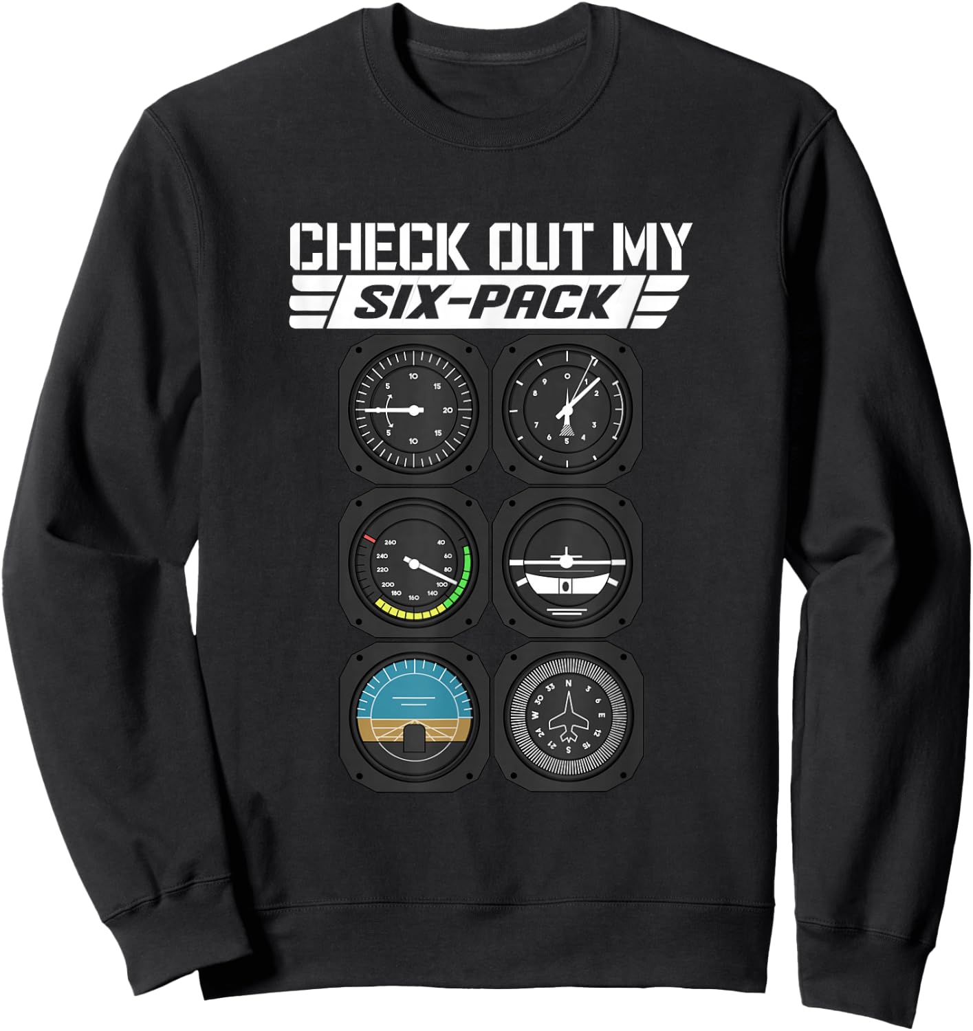 Flight Instruments Pilot Cockpit Tools Altitude Meter Pilot Sweatshirt - Sweatshirt | Black