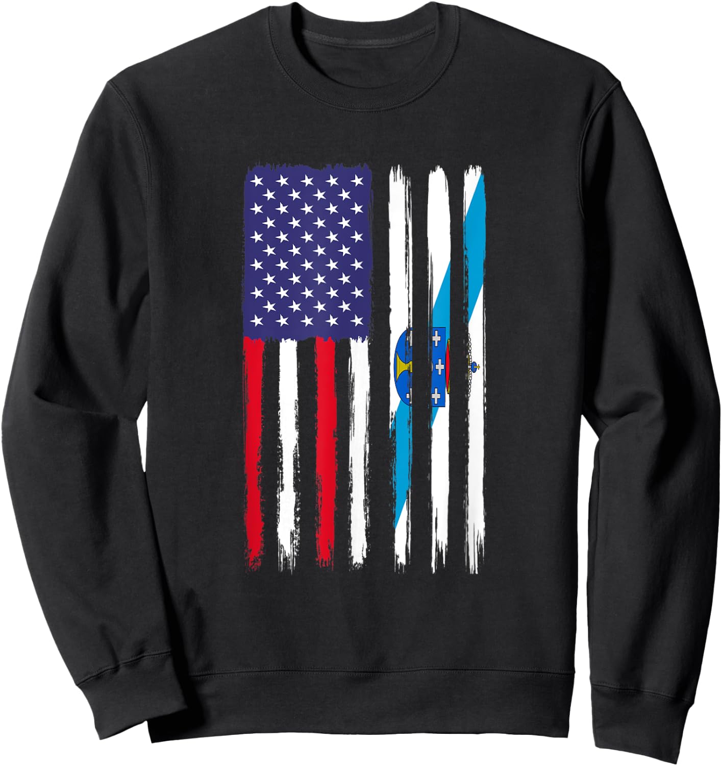 Galician Roots Half American Flag Patriotic Galician Kids Men Sweatshirt - Sweatshirt | Black