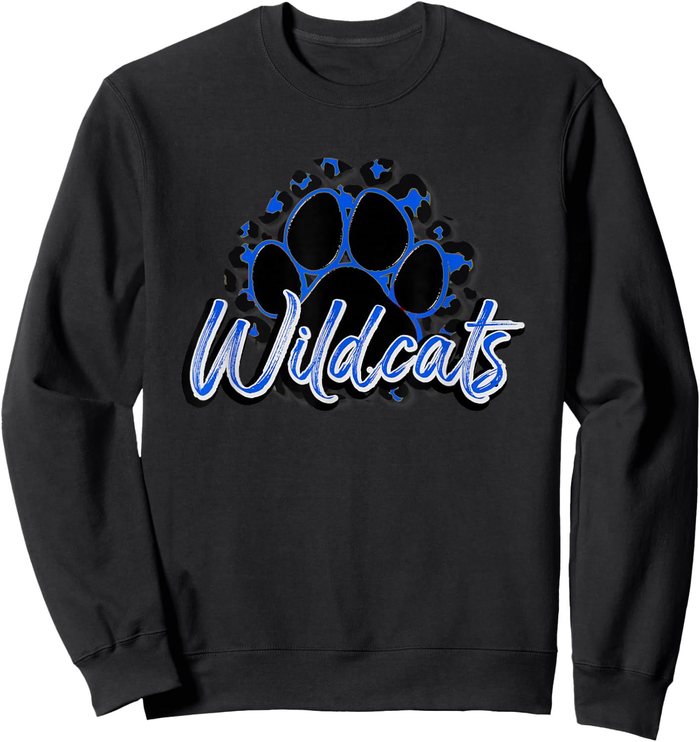 Wildcats Blue Black Cheetah School Sports Fan Team Spirit Sweatshirt - Sweatshirt | Black