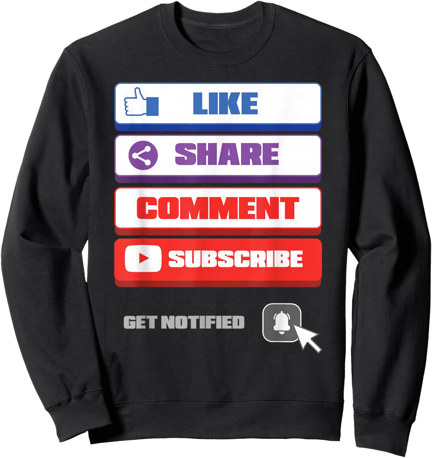 Social Media Like Share Comment Subscribe Vlogger Sweatshirt - Sweatshirt | Black