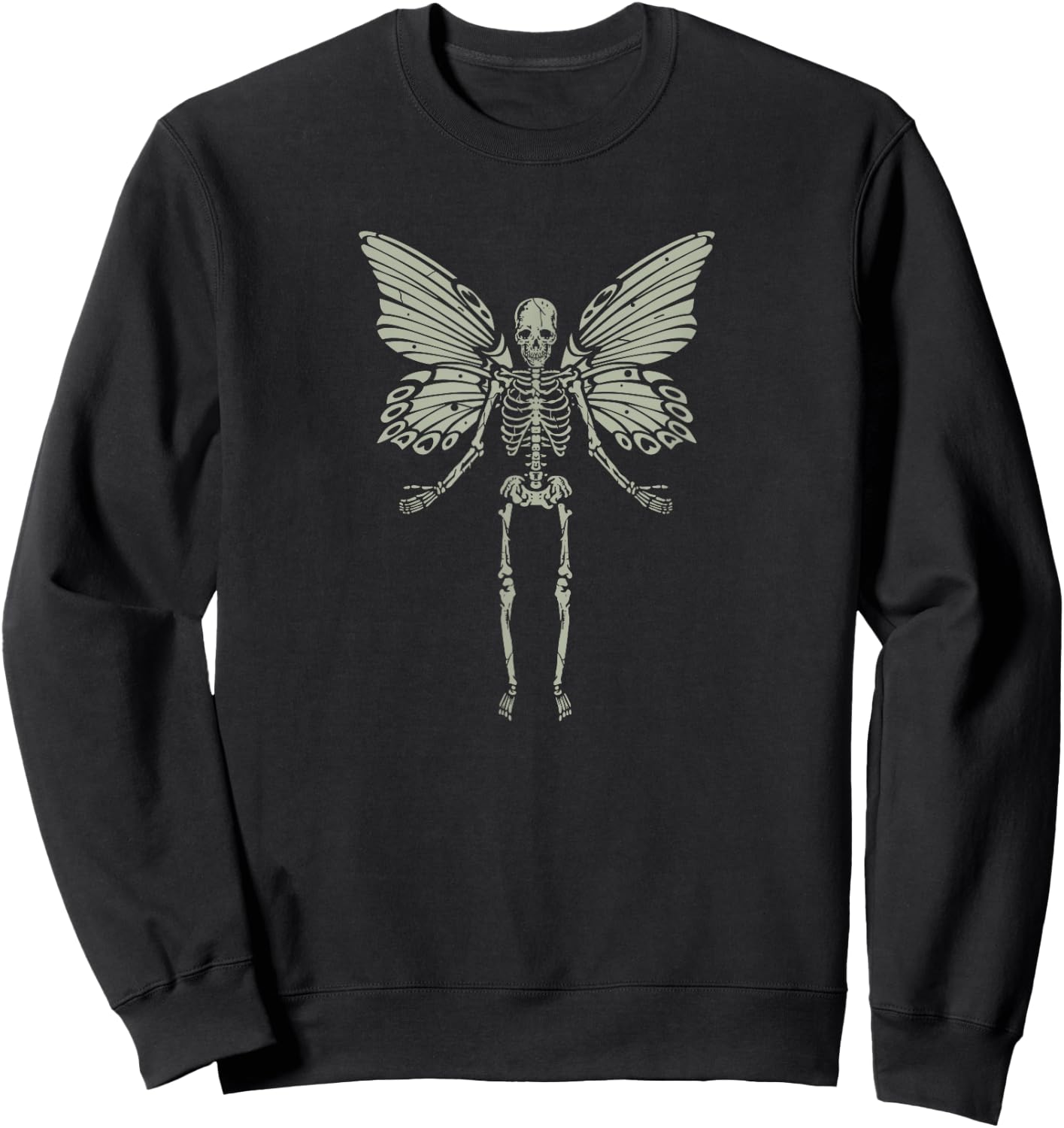 Fairycore Aesthetic Gothic Butterfly Skeleton Fairy Grunge Sweatshirt - Sweatshirt | Black