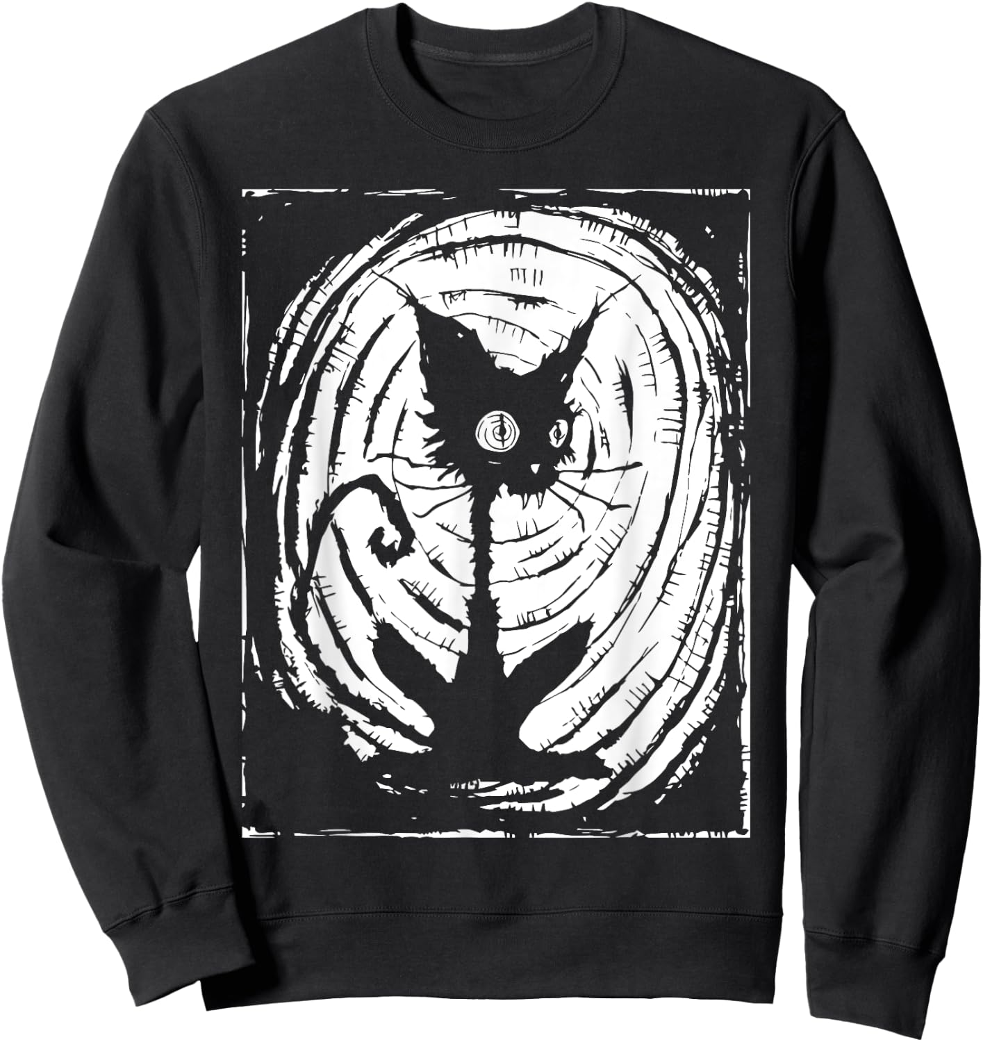 Black Cat Lazy Halloween Costume Scary Creepy Sweatshirt - Sweatshirt | Black