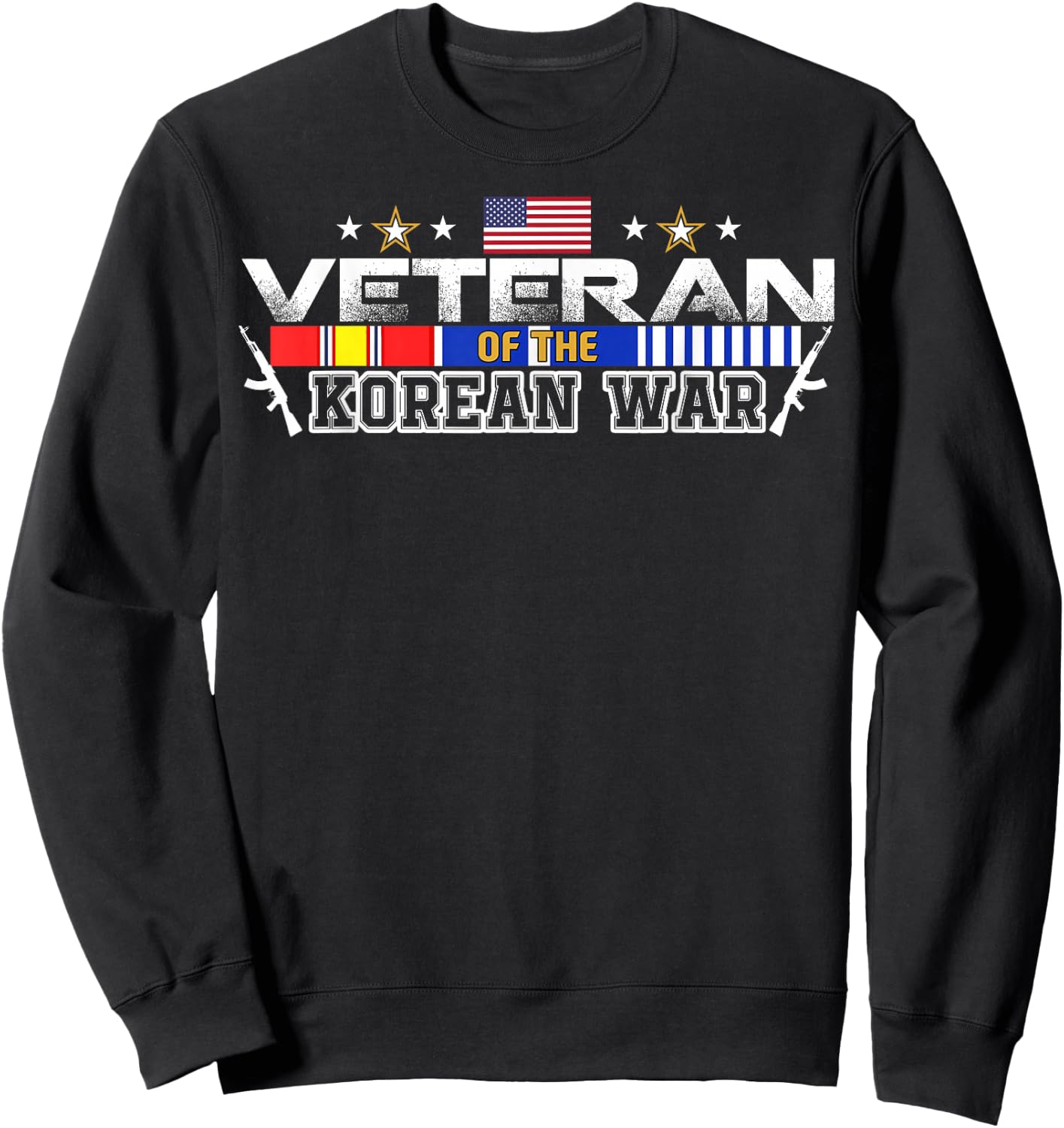 Korea Veteran Flag, Korean War Vet Pride Service Ribbon Gift Sweatshirt - Sweatshirt | Black