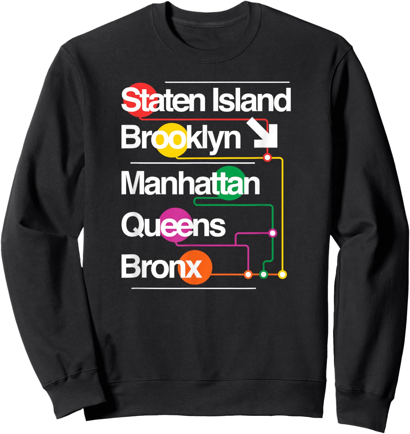 The Big Apple New York City Five Boroughs NYC Subway Map Sweatshirt - Sweatshirt | Black