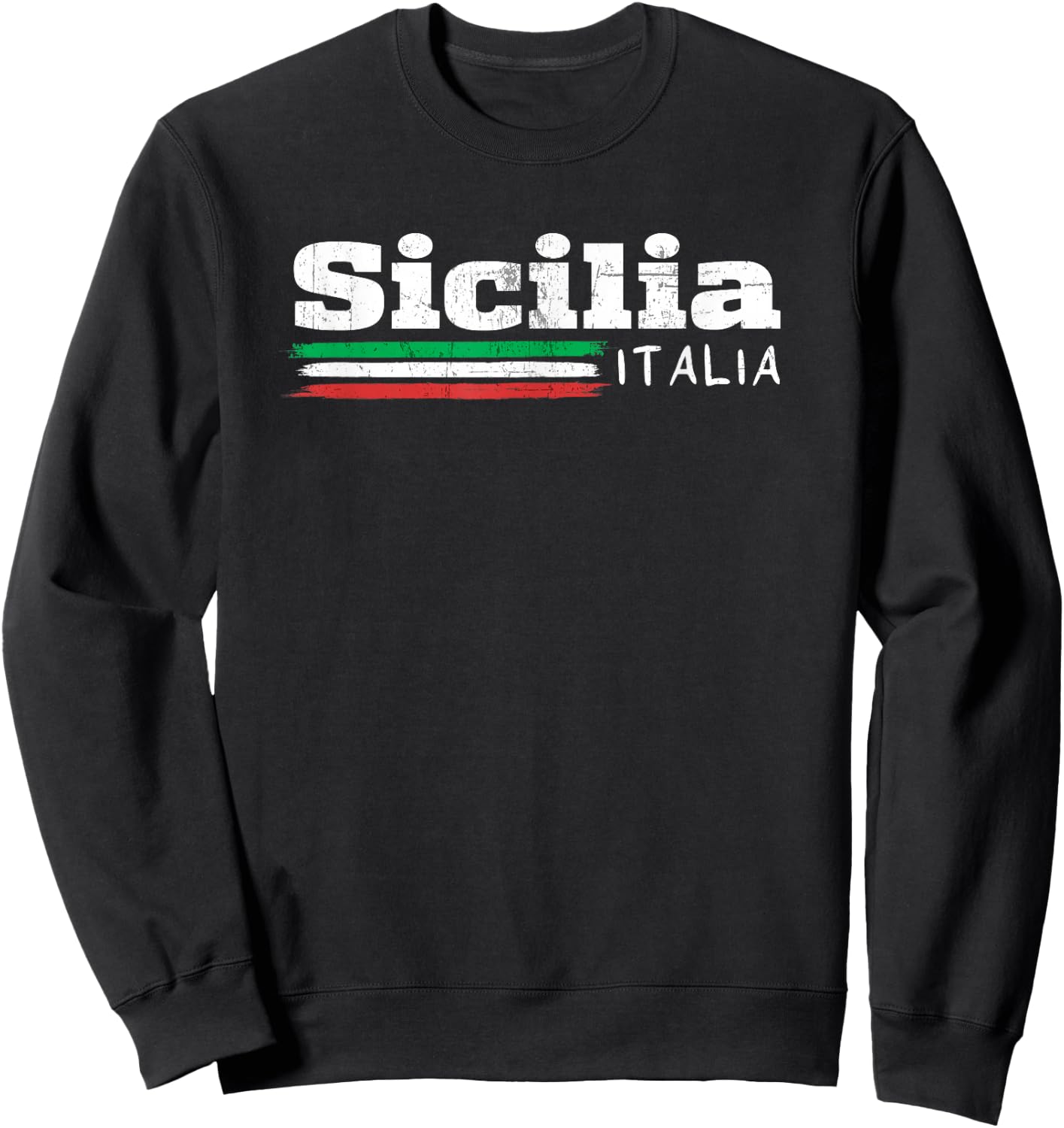 Vintage Sicilia Italia Sicily Italian Flag Italy Souvenir Sweatshirt - Sweatshirt | Black