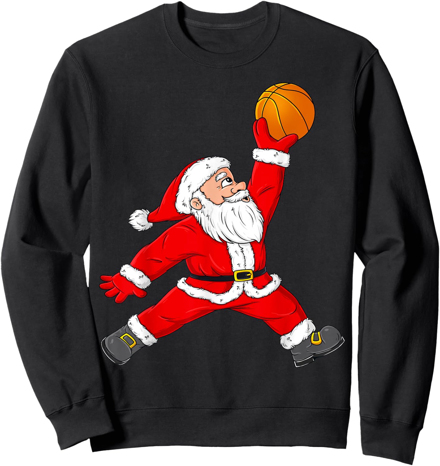 Christmas Santa Claus Basketball Funny Boys Kids Pajama Xmas Sweatshirt - Sweatshirt | Black