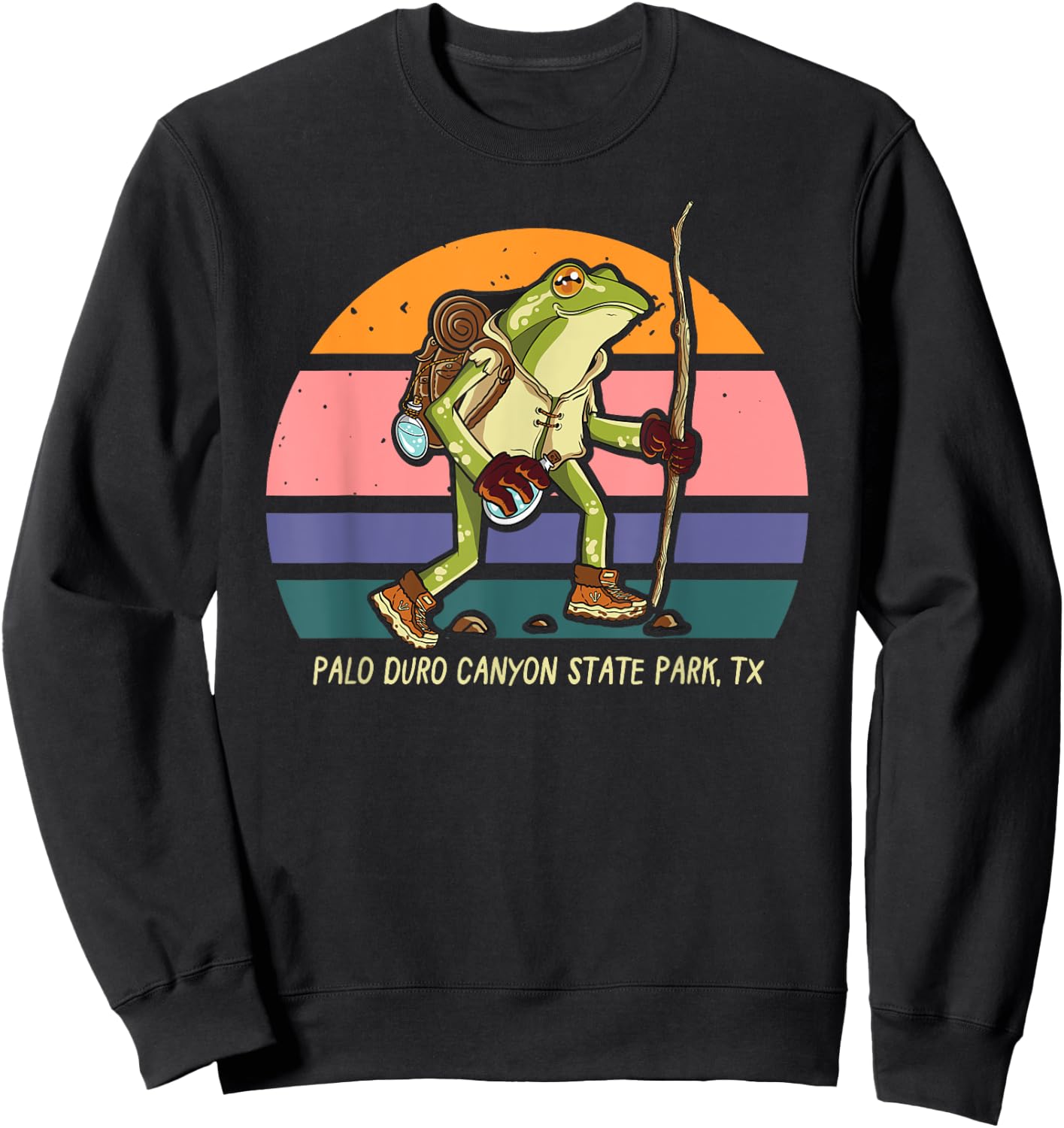 Palo Duro Canyon State Park Texas Hiking Frog Walker Camping Sweatshirt - Sweatshirt | Black