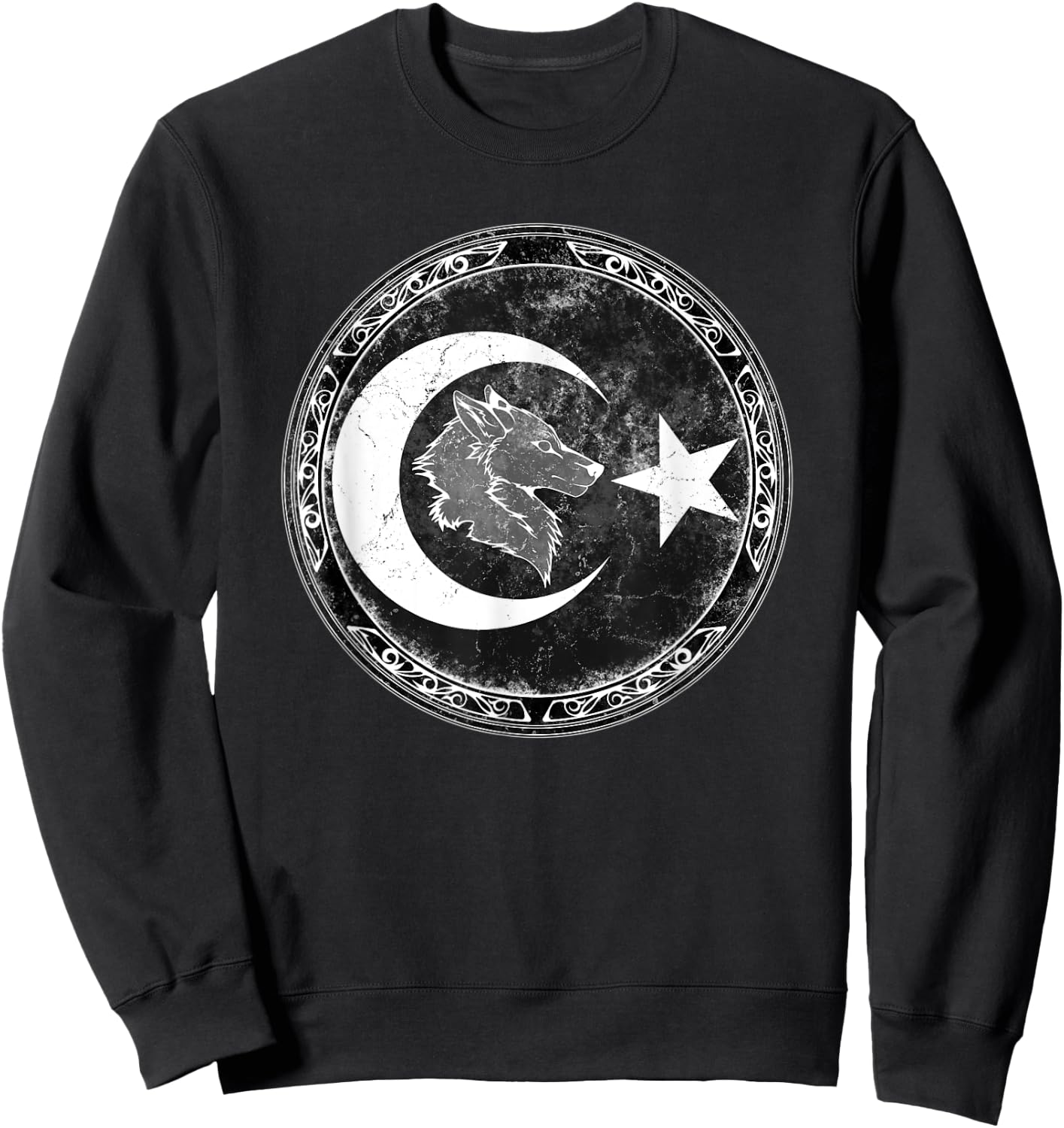 Turkish Goktürk Wolf Bozkurt Flag Sweatshirt - Sweatshirt | Black