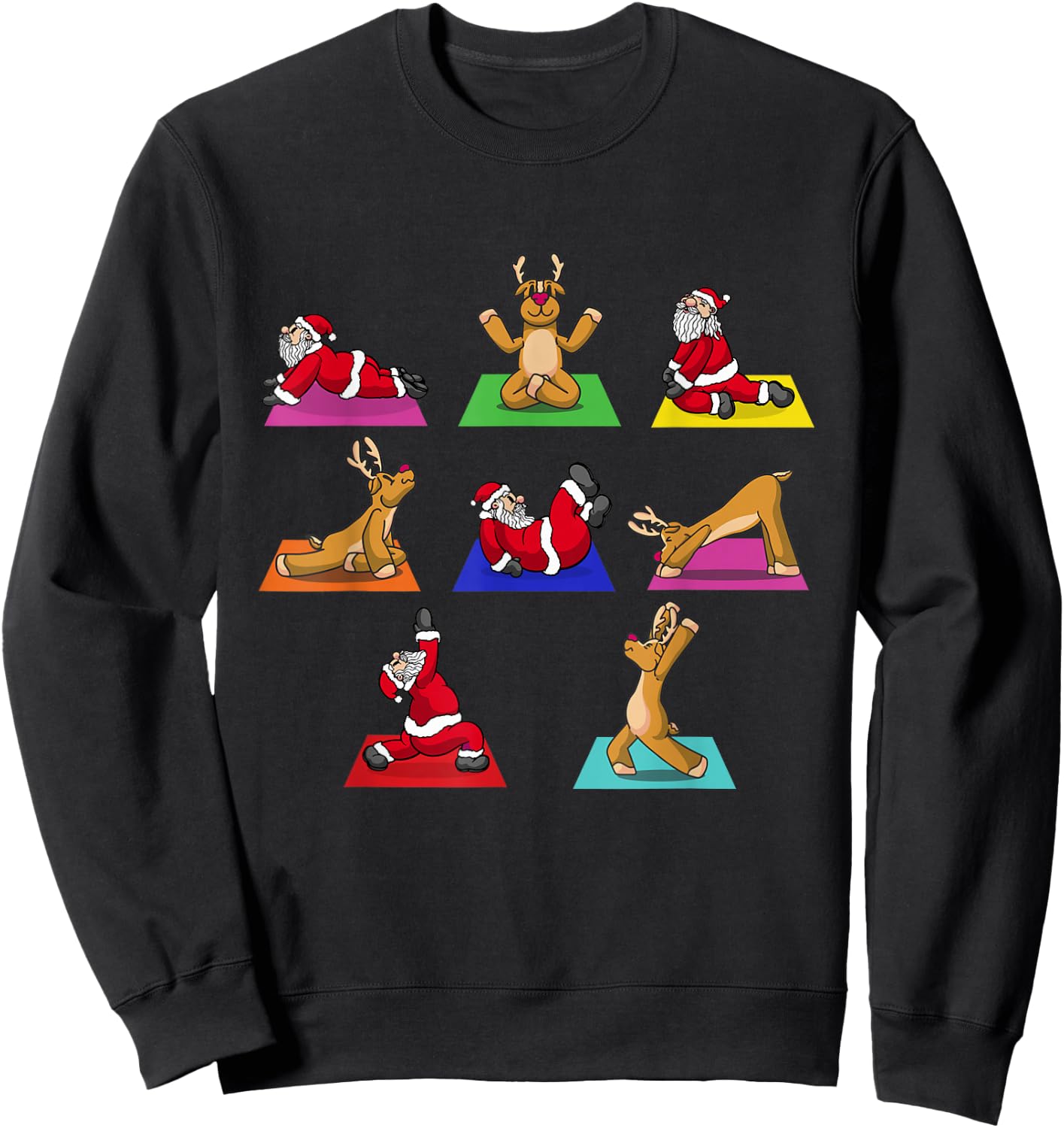 Reindeer Santa Claus Yoga Outfit Ladies Meditation Christmas Sweatshirt - Sweatshirt | Black