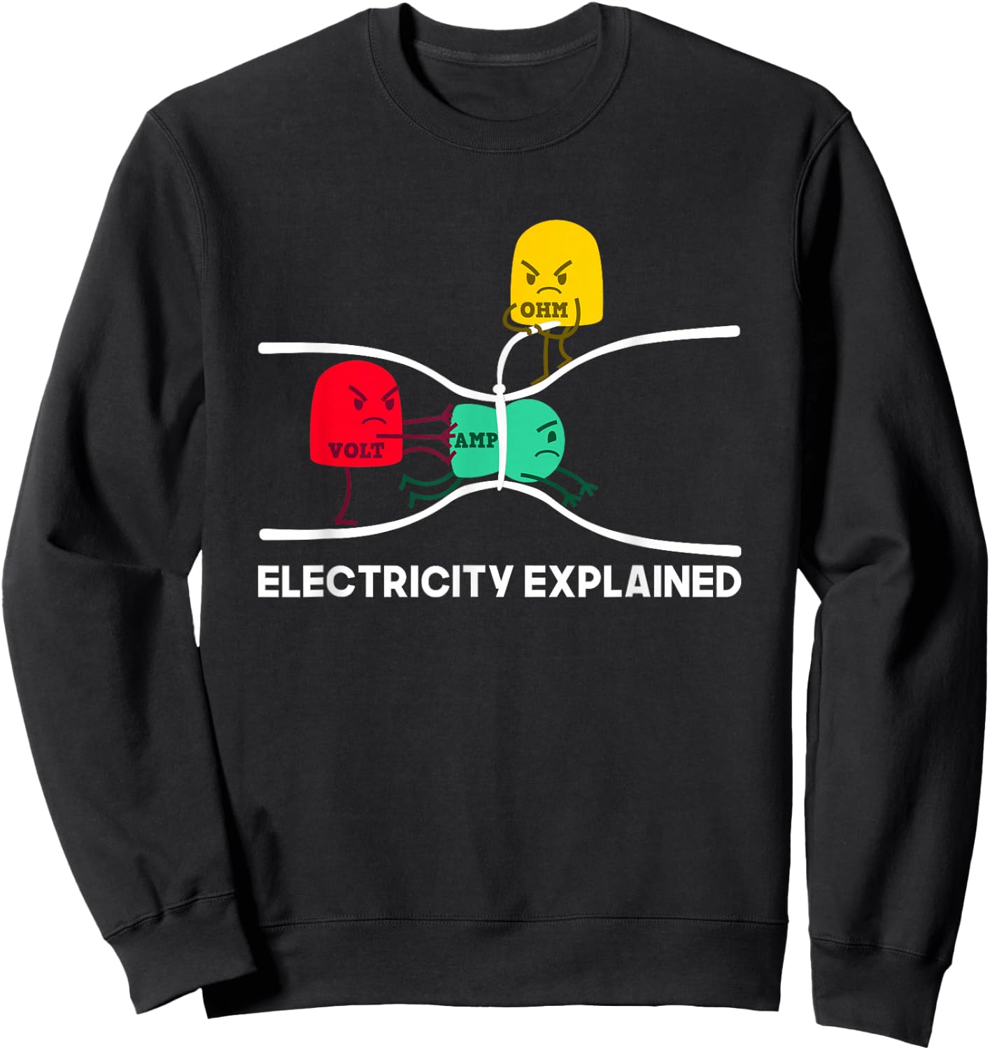 Funny Electricity Explained Stuff I Teacher Nerd Gift Sweatshirt - Sweatshirt | Black