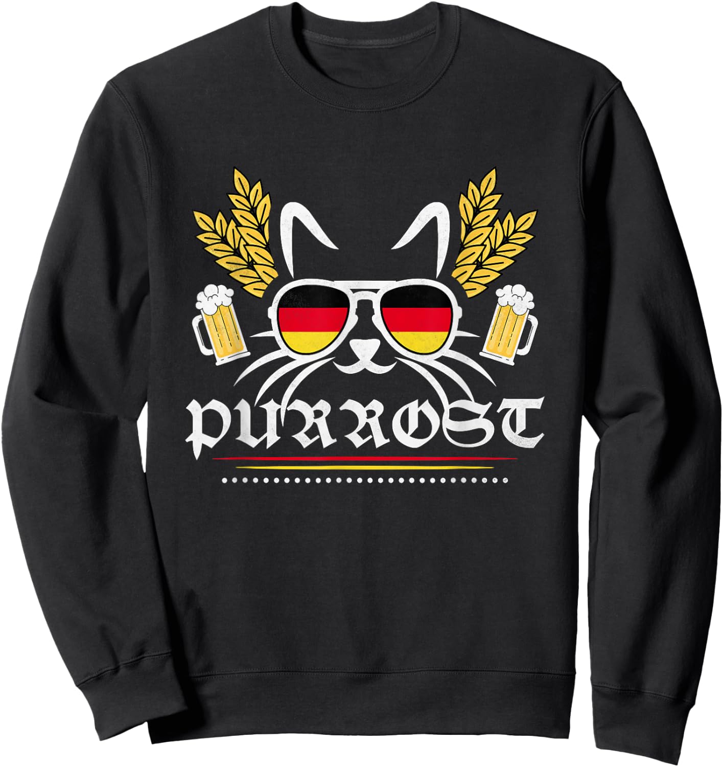 Purrost German Cat Beer Oktoberfest Sweatshirt - Sweatshirt | Black