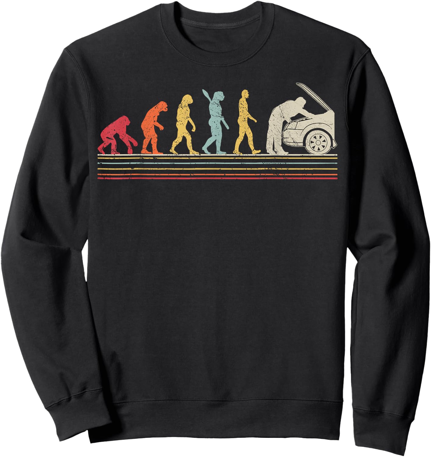 Vintage Style Car Mechanic Evolution Automotive Technician Sweatshirt - Sweatshirt | Black