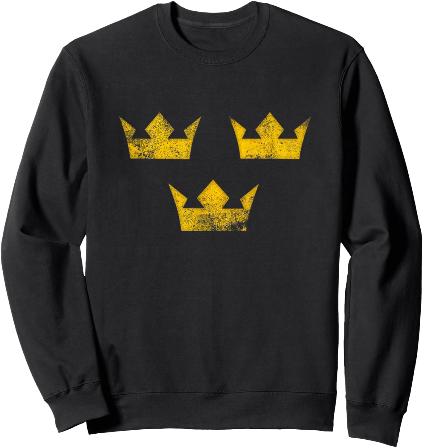 Sweden Sverige Hockey Distressed Vintage Sweatshirt - Sweatshirt | Black