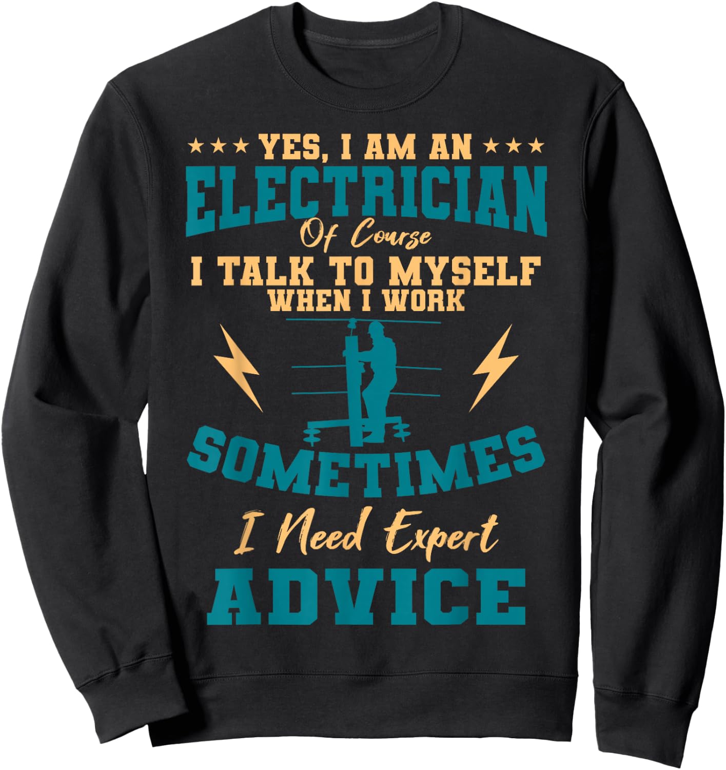 Electrician Electricity Lineman Wiring Electrical Engineer Small Sweatshirt - Sweatshirt | Black