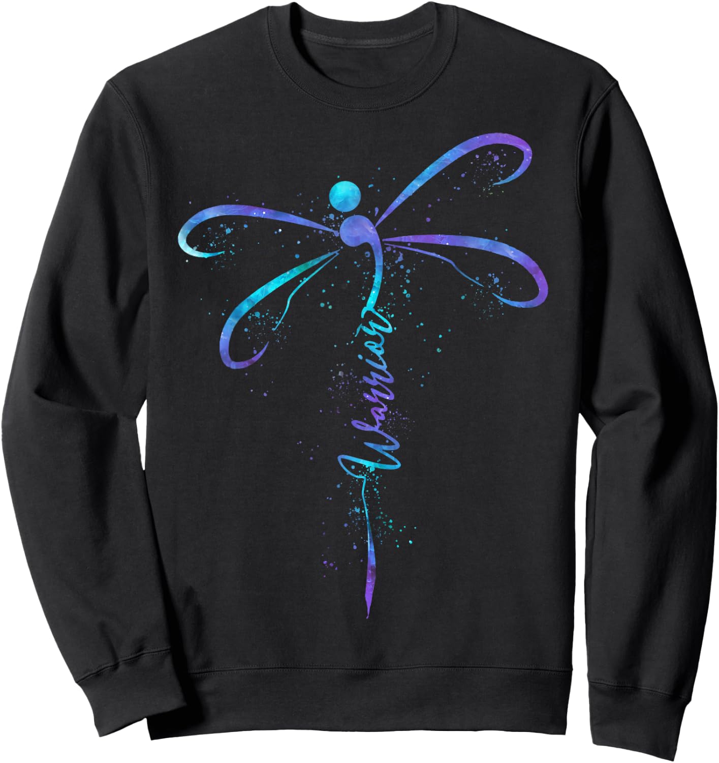 Suicide Prevention Awareness Warrior Dragonfly Semicolon Sweatshirt - Sweatshirt | Black