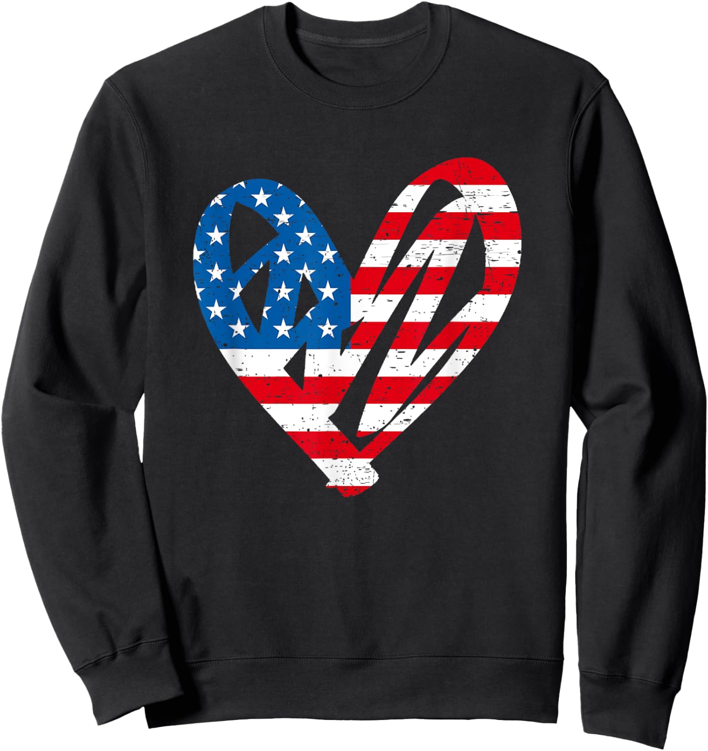 4th July Partiotic Heart Independence Day | & Sweatshirt - Sweatshirt | Black