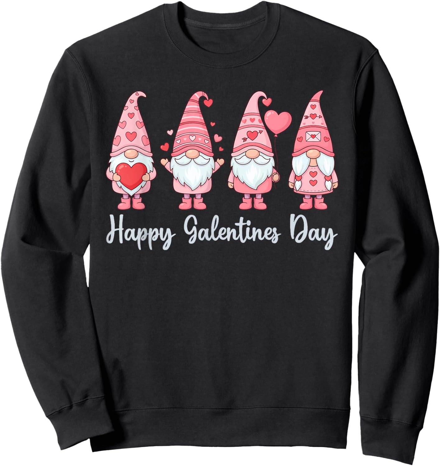 Galentines Day Gnome Heart Bestie Vibes Sweatshirt - Sweatshirt | Black