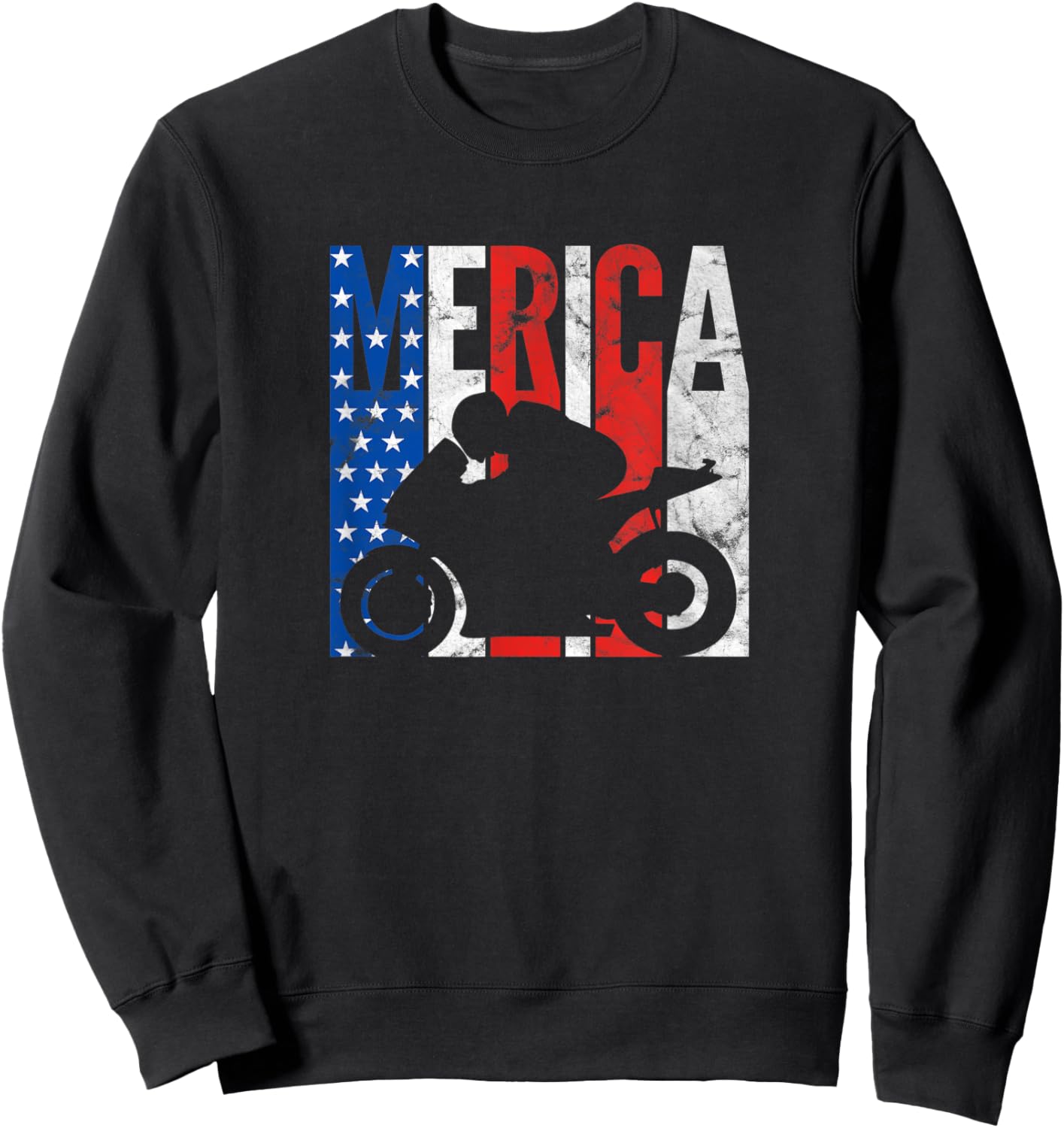 Merica American Flag Sportbike Biker 4th Of July Motorcycle Men Sweatshirt - Sweatshirt | Black