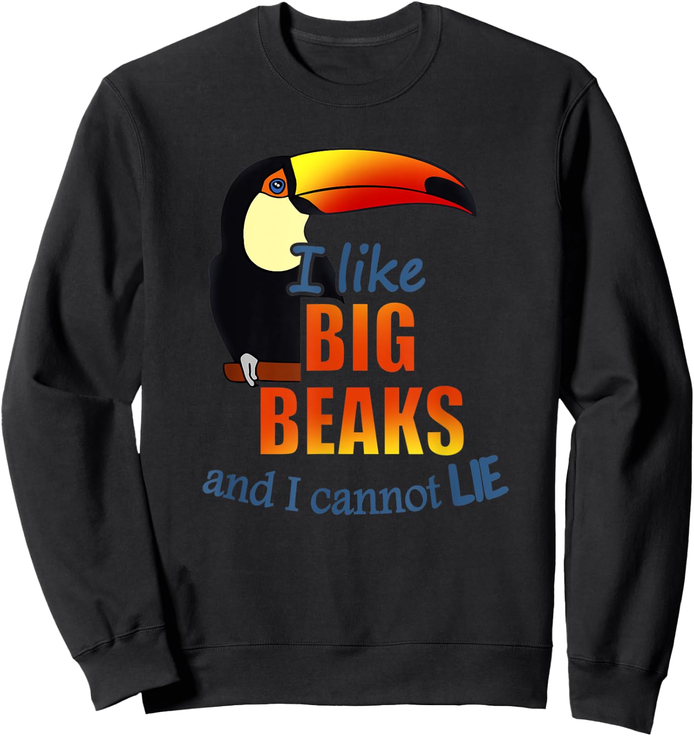 I like BIG BEAKS and I cannot lie Birb Memes Funny Toucan Sweatshirt - Sweatshirt | Black