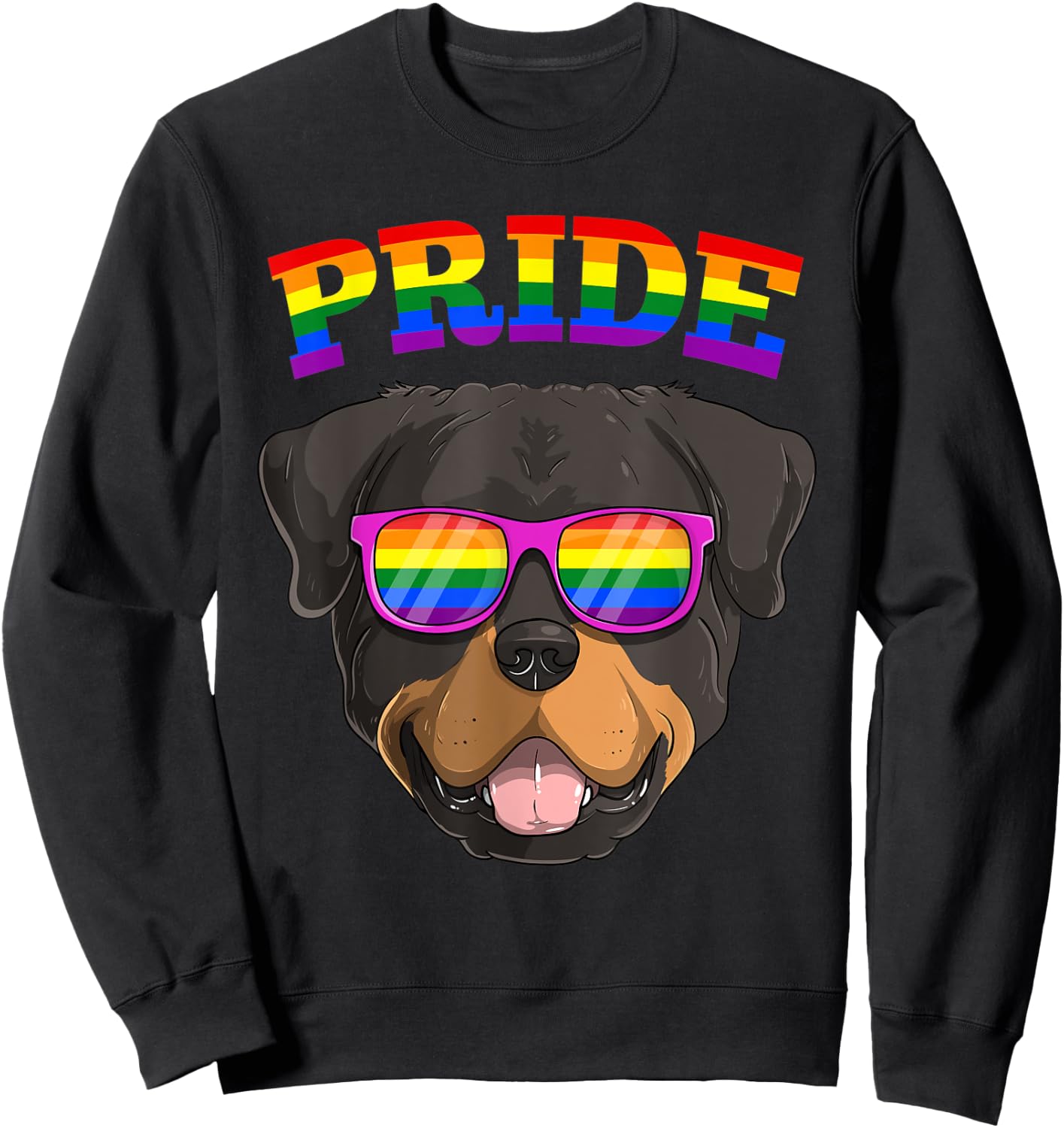 LGBT Rottweiler Dog Gay Pride Rainbow LGBTQ Cute Sweatshirt - Sweatshirt | Black