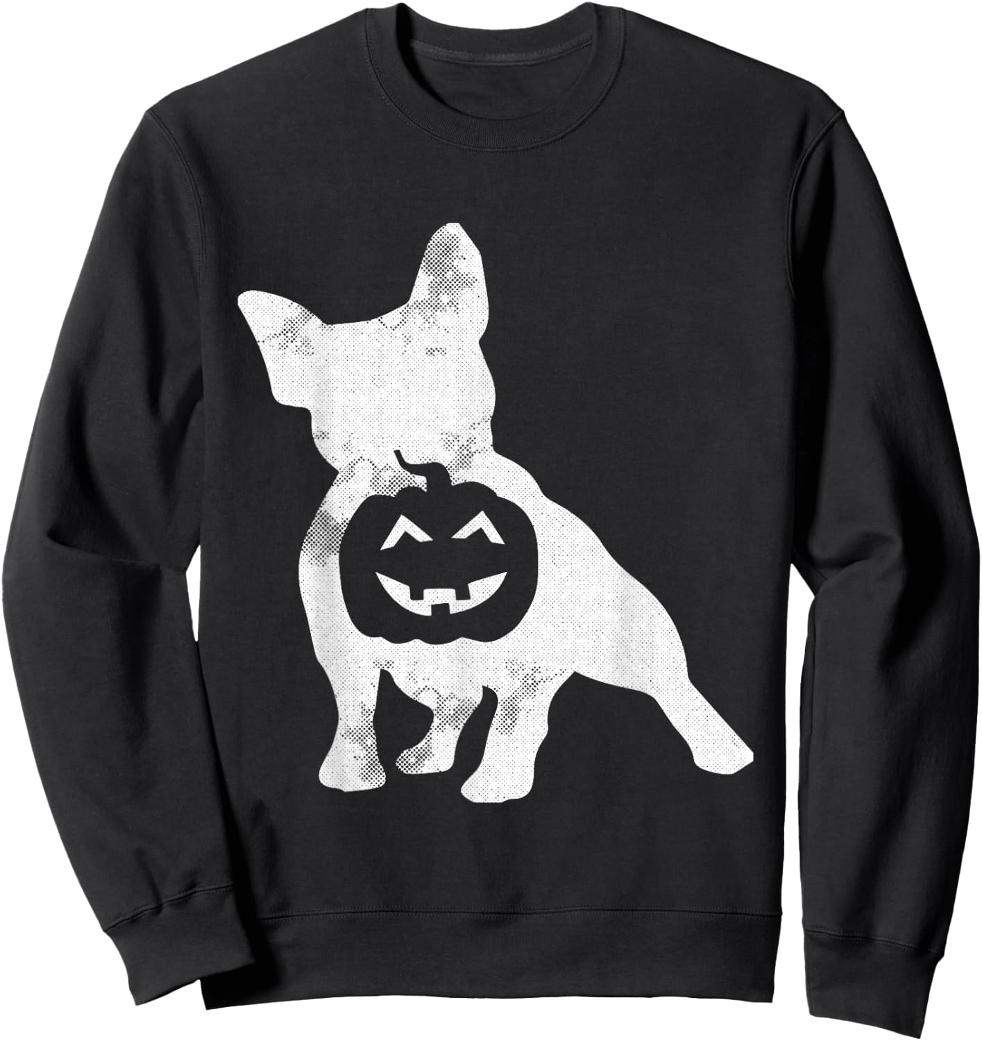 French Bulldog Lazy Halloween Costume Cute Frenchie Pumpkin Sweatshirt - Sweatshirt | Black