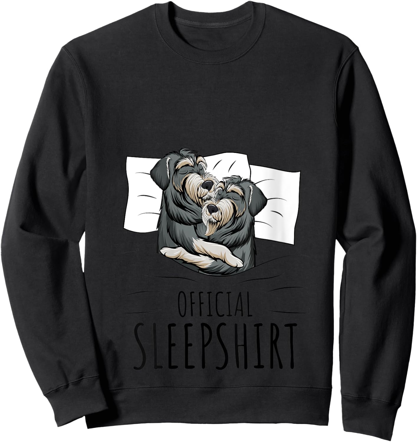 Sleeping Miniature Schnauzer Pajama Official Sleepshirt V-Neck Sweatshirt - Sweatshirt | Black