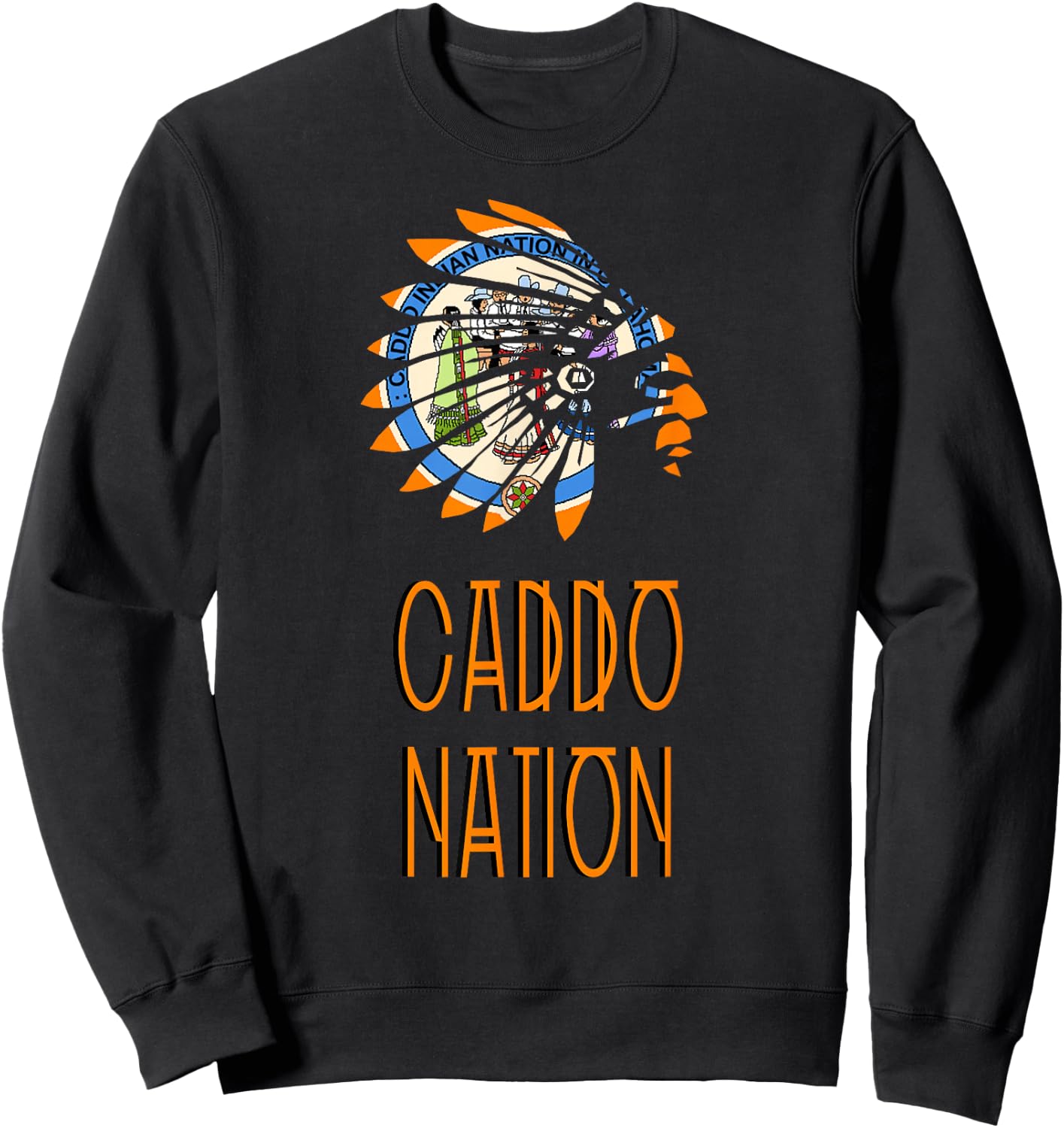 CADDO NATION FLAG | Indigenous | Native American | Headdress Sweatshirt - Sweatshirt | Black