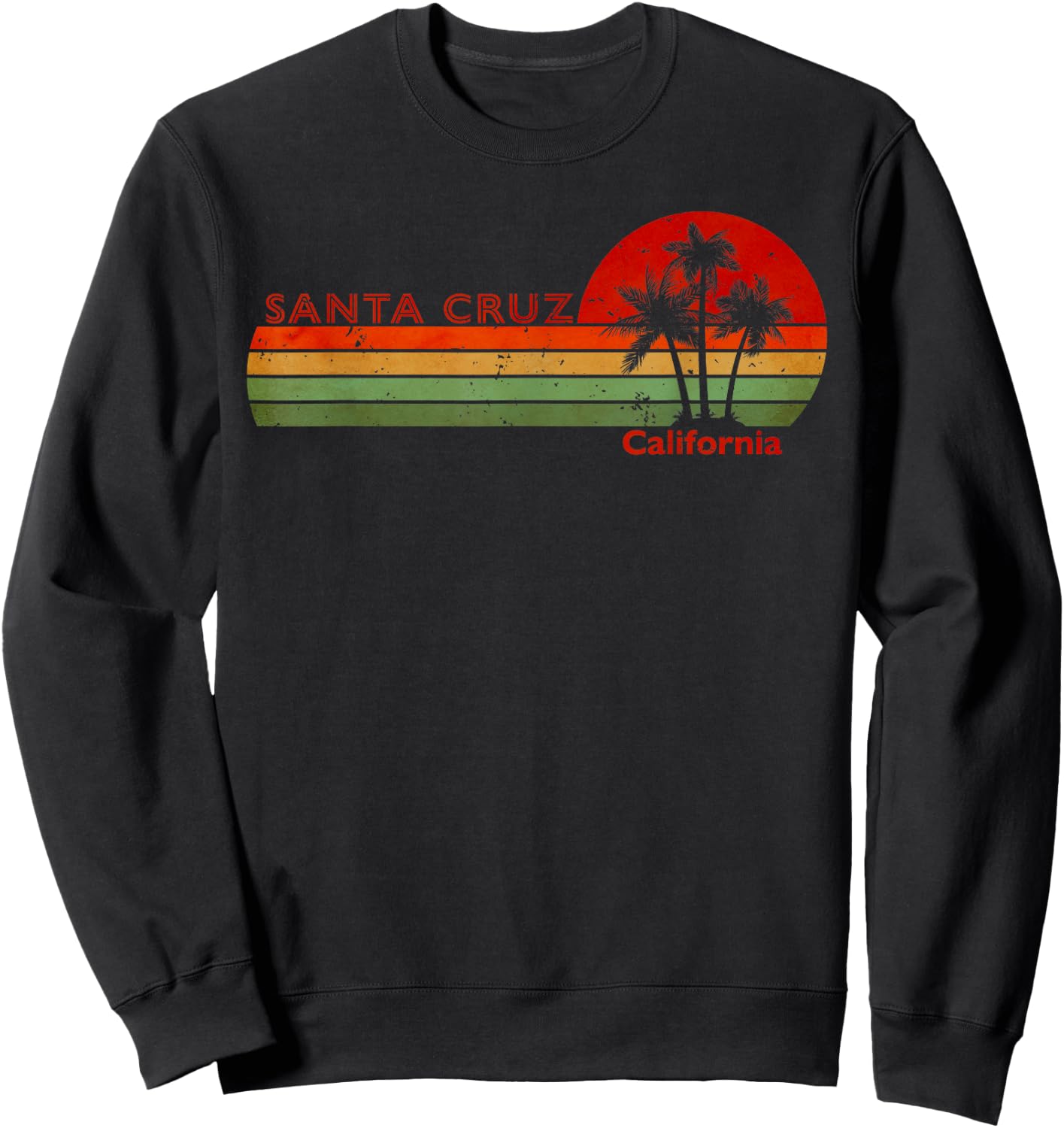 Santa Cruz California Retro Vintage Sunset Sweatshirt - Sweatshirt | Black