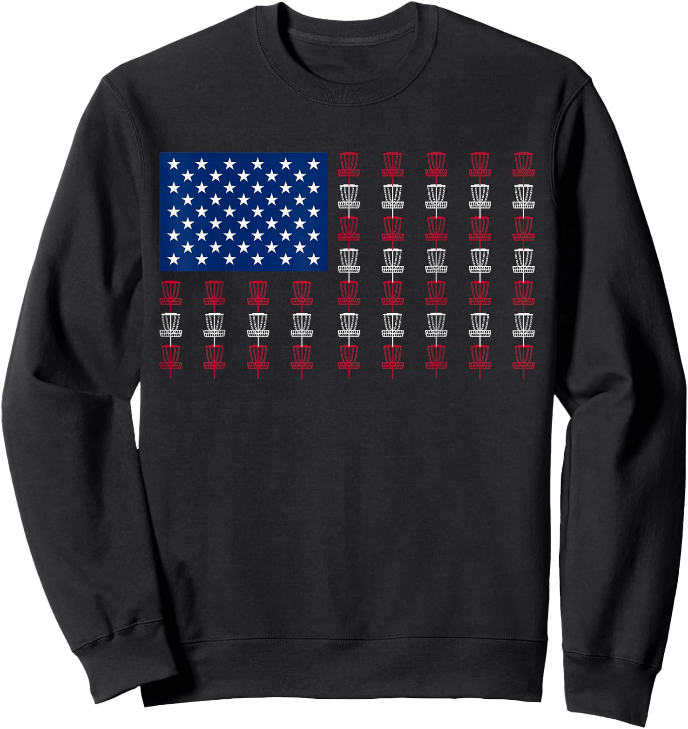 American Flag Disc Golf Player Men Women Fourth of July Sweatshirt - Sweatshirt | Black