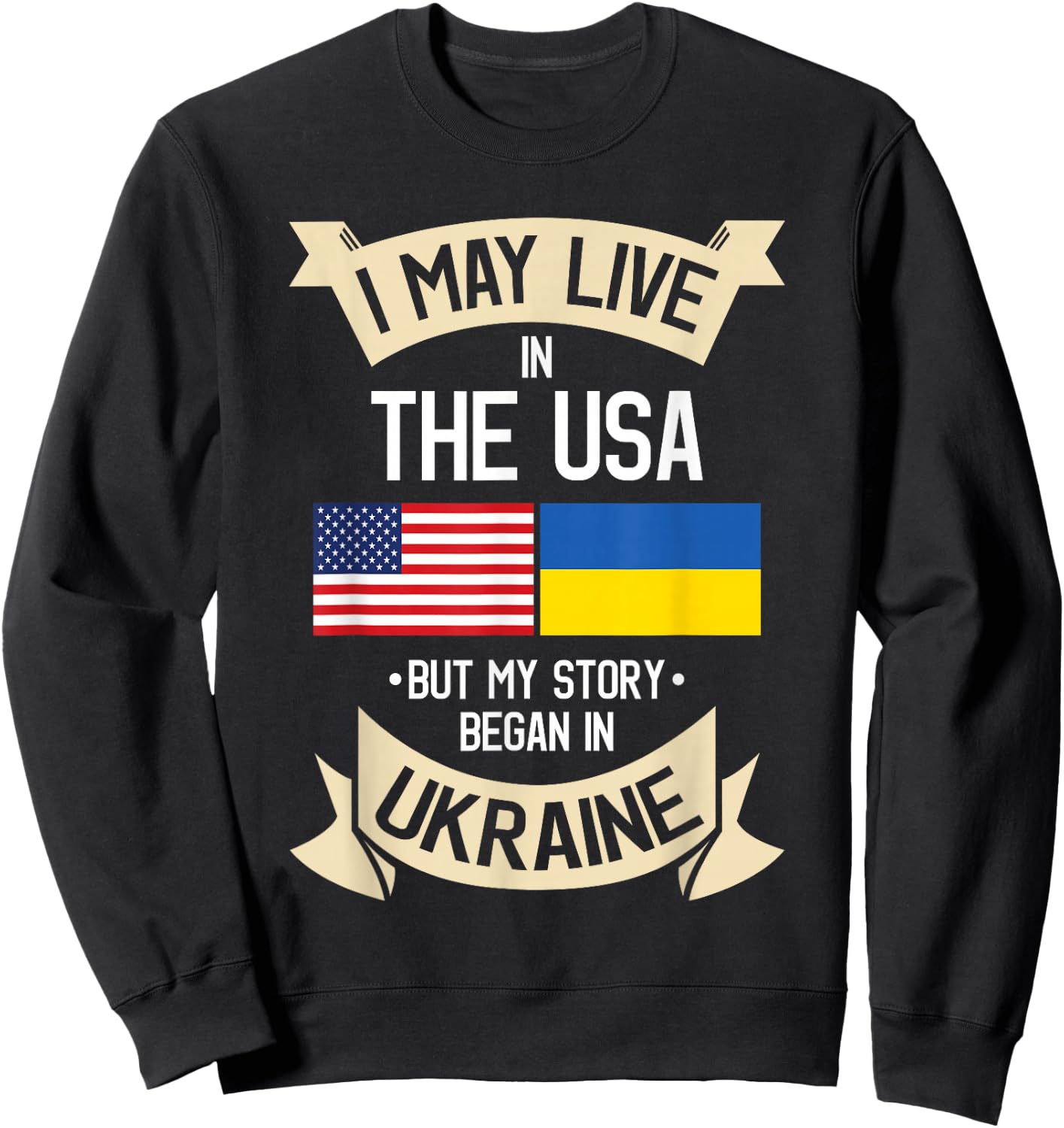 Ukrainian American Flag Love Support Ukrainians Ukraine Sweatshirt - Sweatshirt | Black