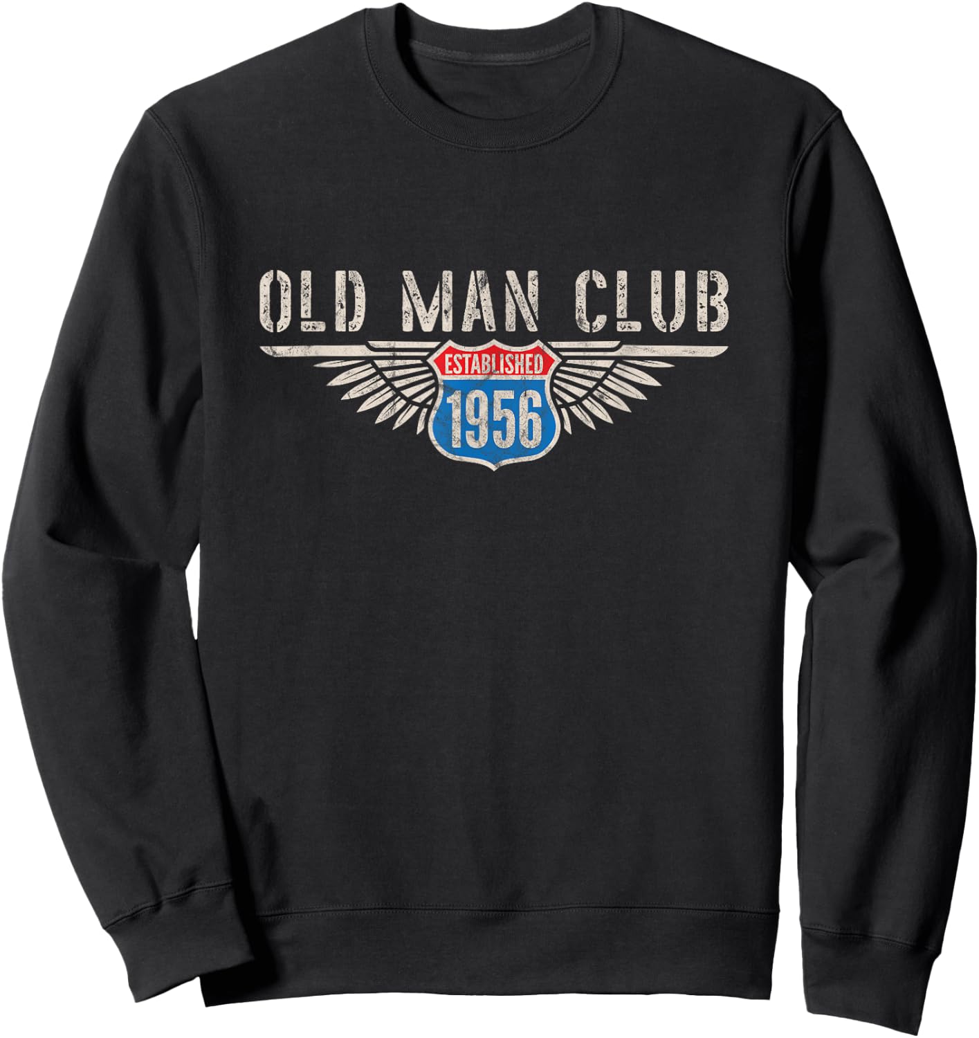 Old Man Club Est 1956 Awesome Since 56 Born In 1956 Vintage Sweatshirt - Sweatshirt | Black