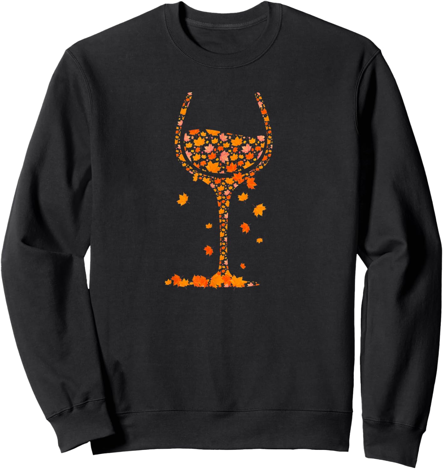 Glass Of Wine Maple Leaf Drinking Wine Lover Autumn Fall Sweatshirt - Sweatshirt | Black