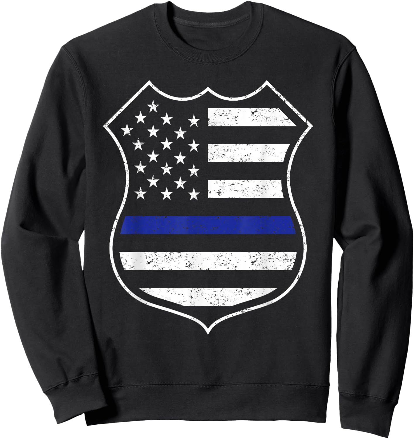 Thin Blue Line American Flag Boys Girls USA Men Police Badge Sweatshirt - Sweatshirt | Black