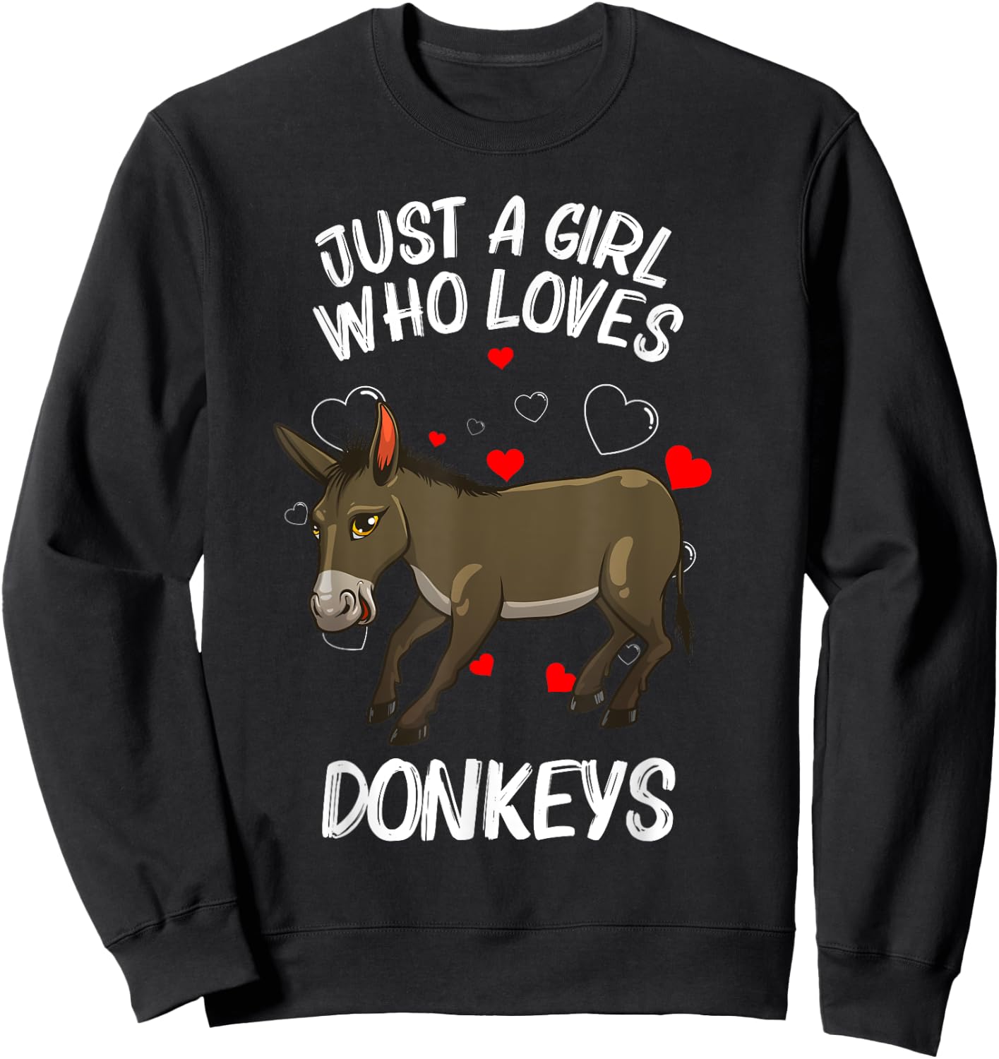 Funny Donkey Design Girls Mule Animal Farming Sweatshirt - Sweatshirt | Black