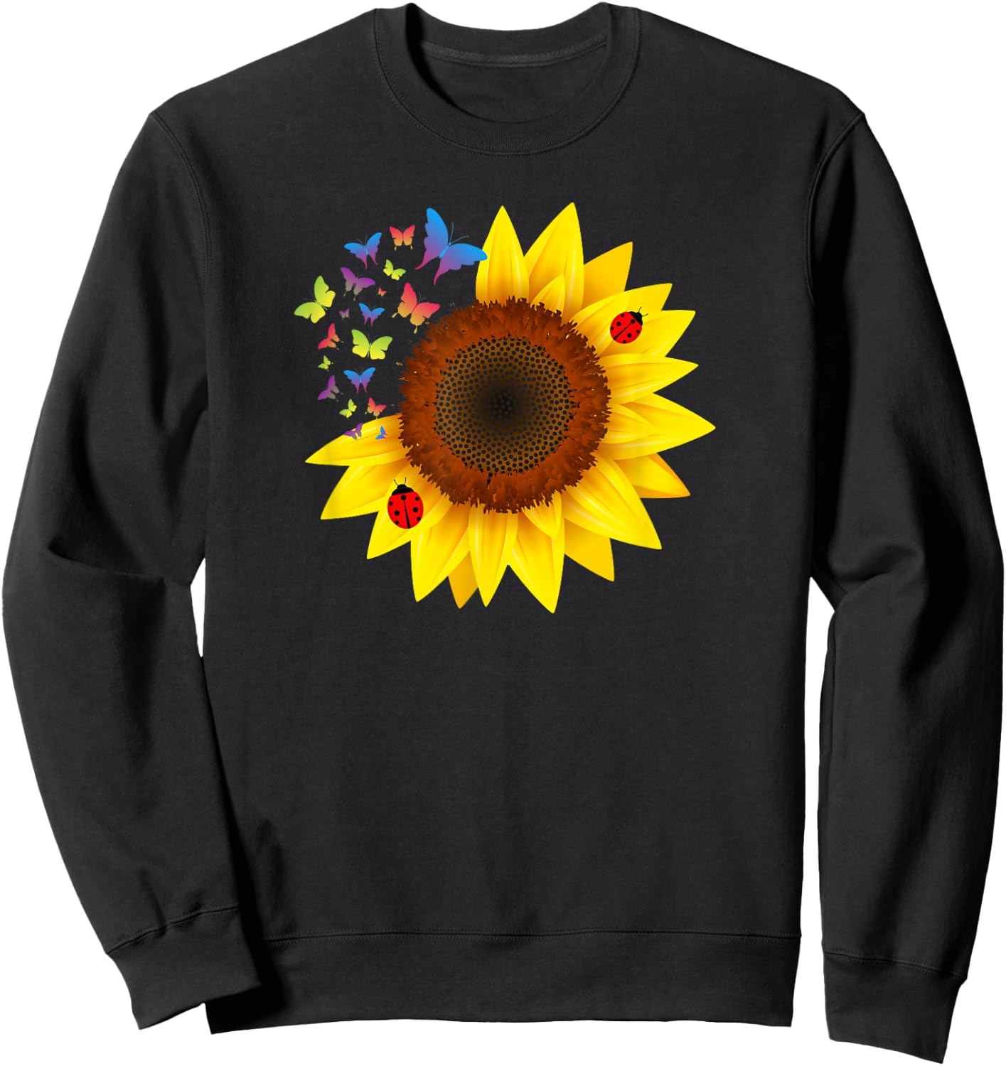 Sunflower, Ladybug, Butterflys, Design Sweatshirt - Sweatshirt | Black