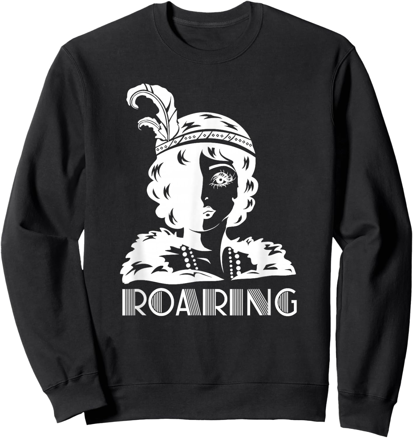 ROARING 1920's Glamorous Woman Flapper Sweatshirt - Sweatshirt | Black