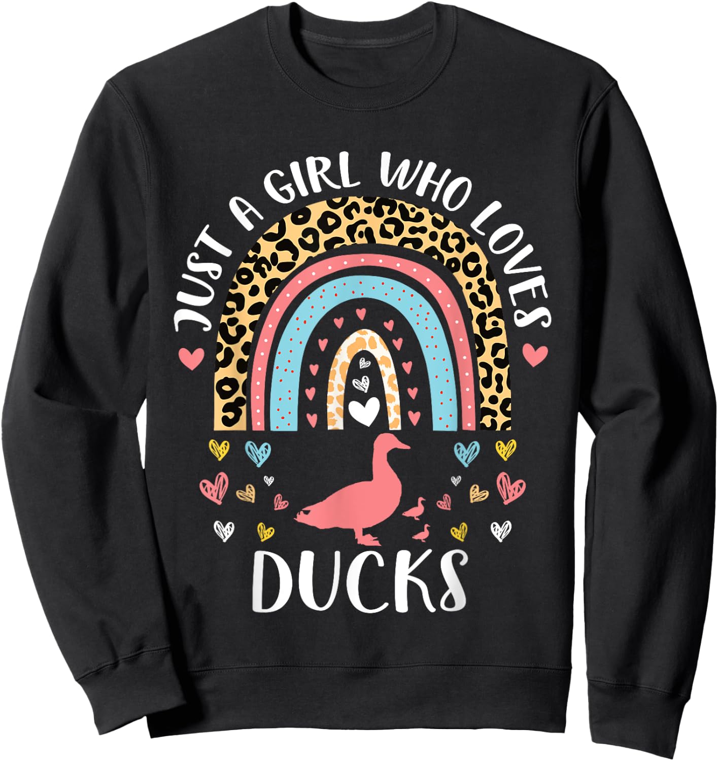 I'm Just A Girl Who Loves Ducks Heart Funny Duck Lover Sweatshirt - Sweatshirt | Black