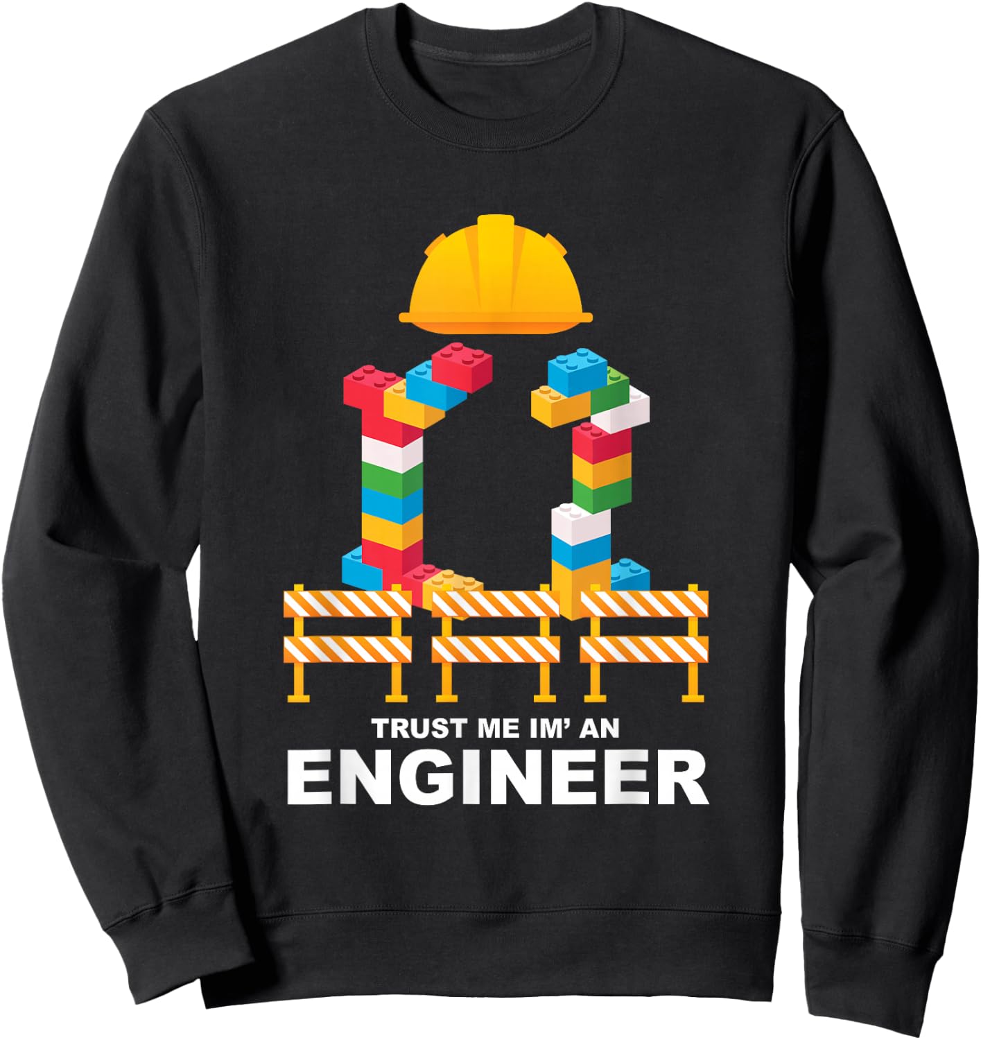 Engineer Construction Master Builder Building Blocks Bricks Sweatshirt - Sweatshirt | Black