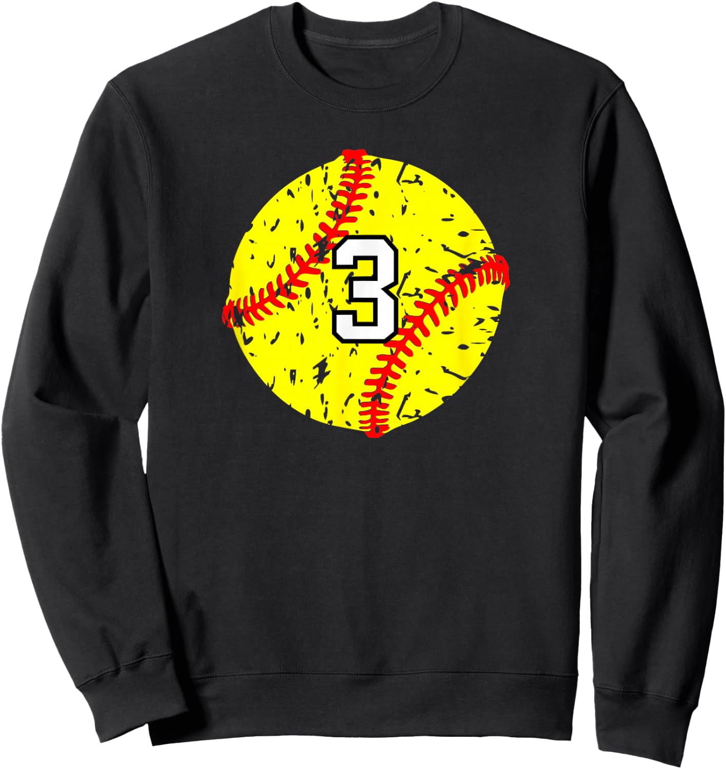 Softball Number #3 Sweatshirt - Sweatshirt | Black