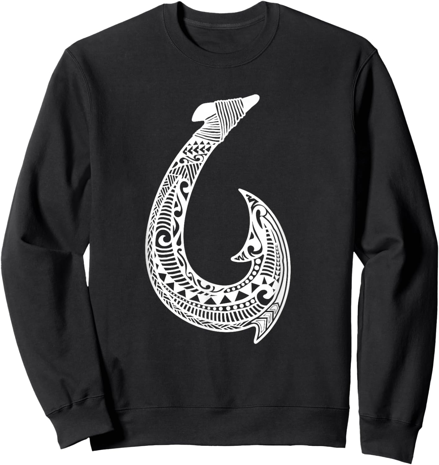 Tribal Hawaiian Fish Hook Pacific Islander Hawaiian Design Sweatshirt - Sweatshirt | Black